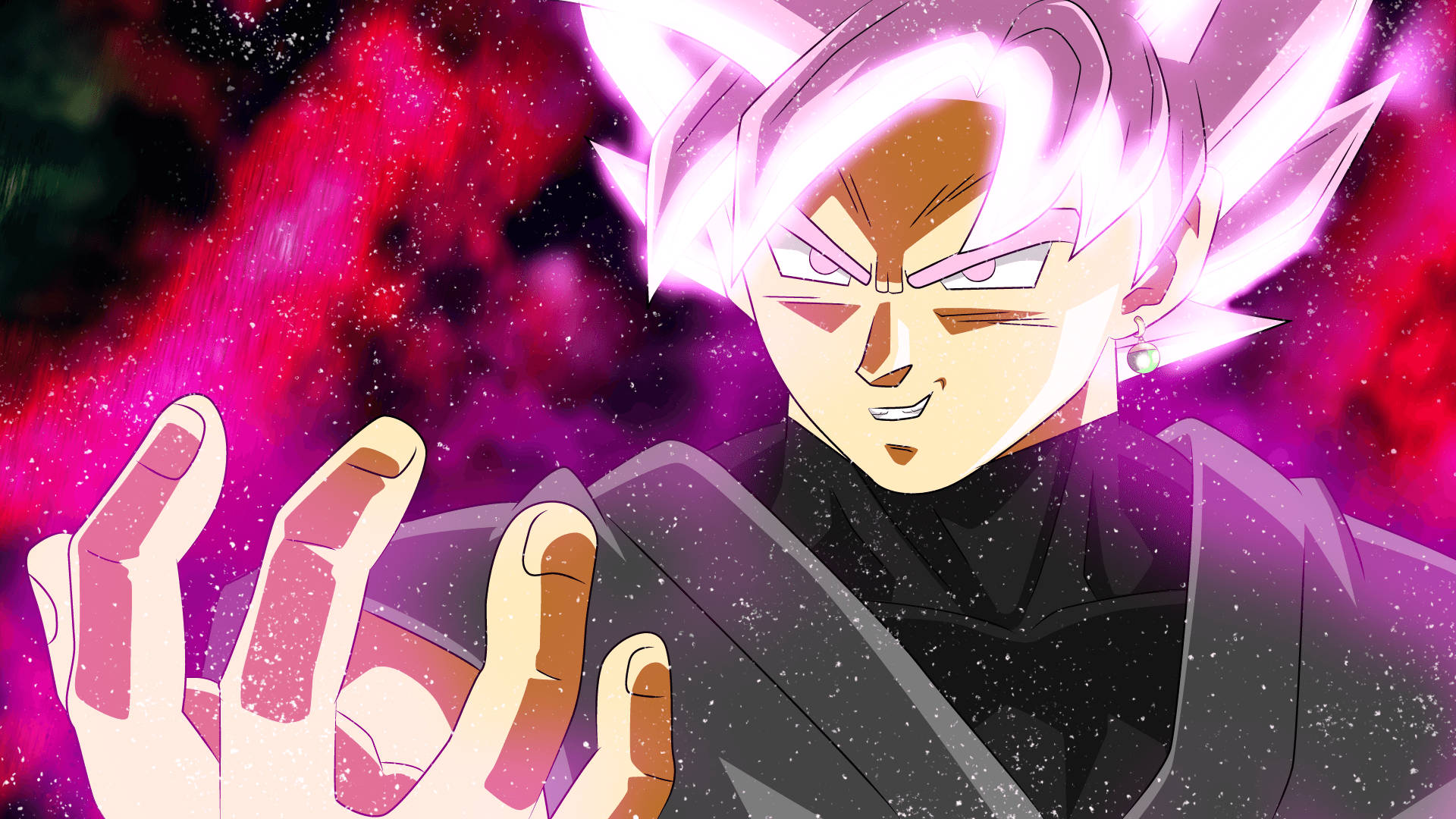 Black Goku With Bright Pink Hair Background