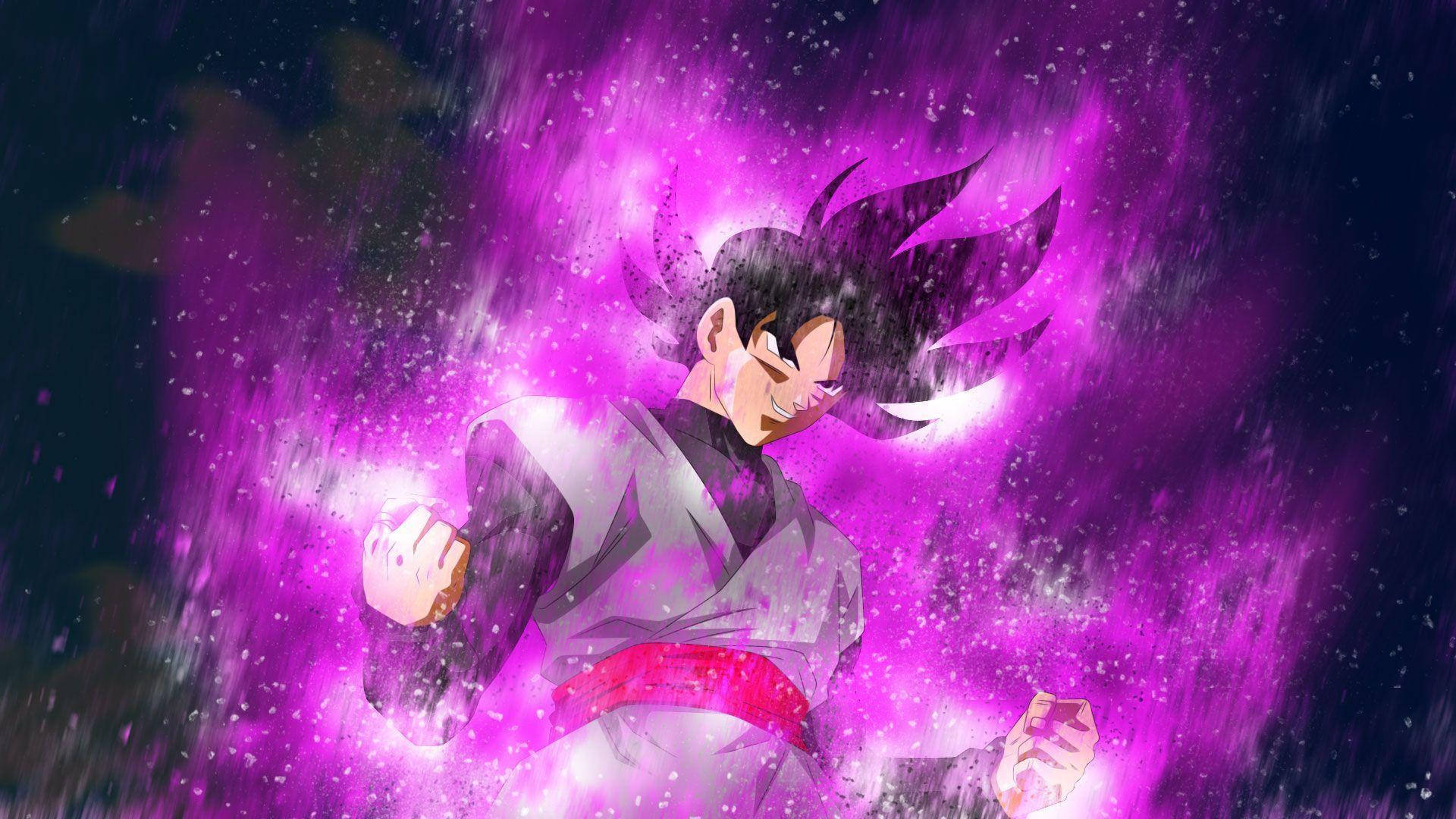 Black Goku With Hot Pink Aura Background