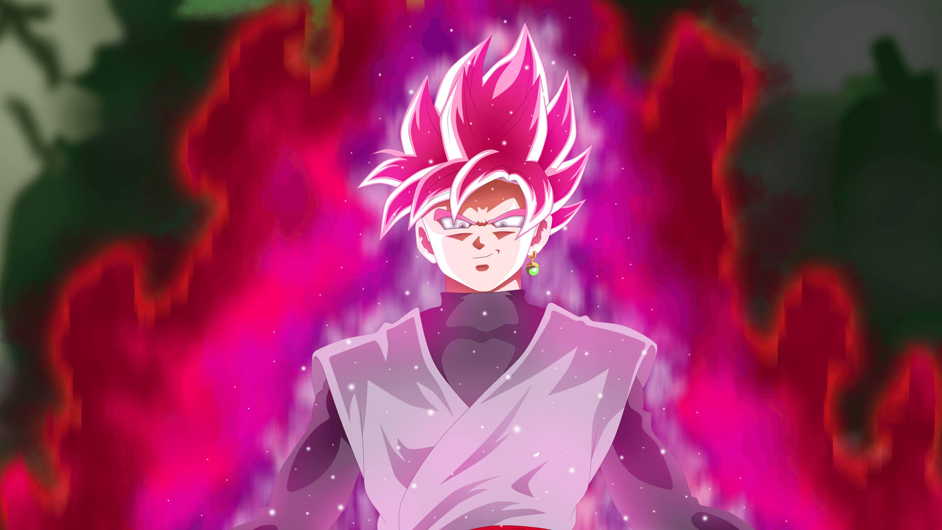 Black Goku With Neon Pink Aura Background