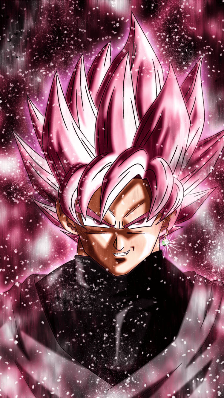 Black Goku With Pink Glitter Effect Background