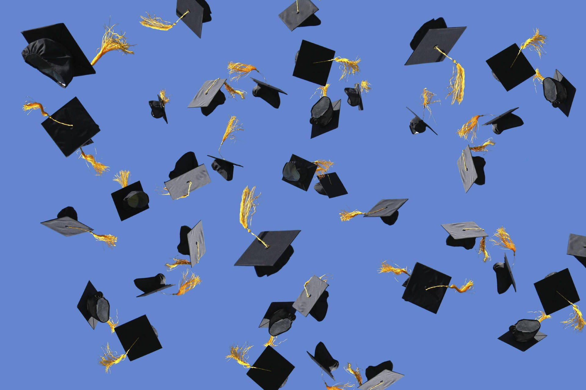 Black Graduation Caps Background