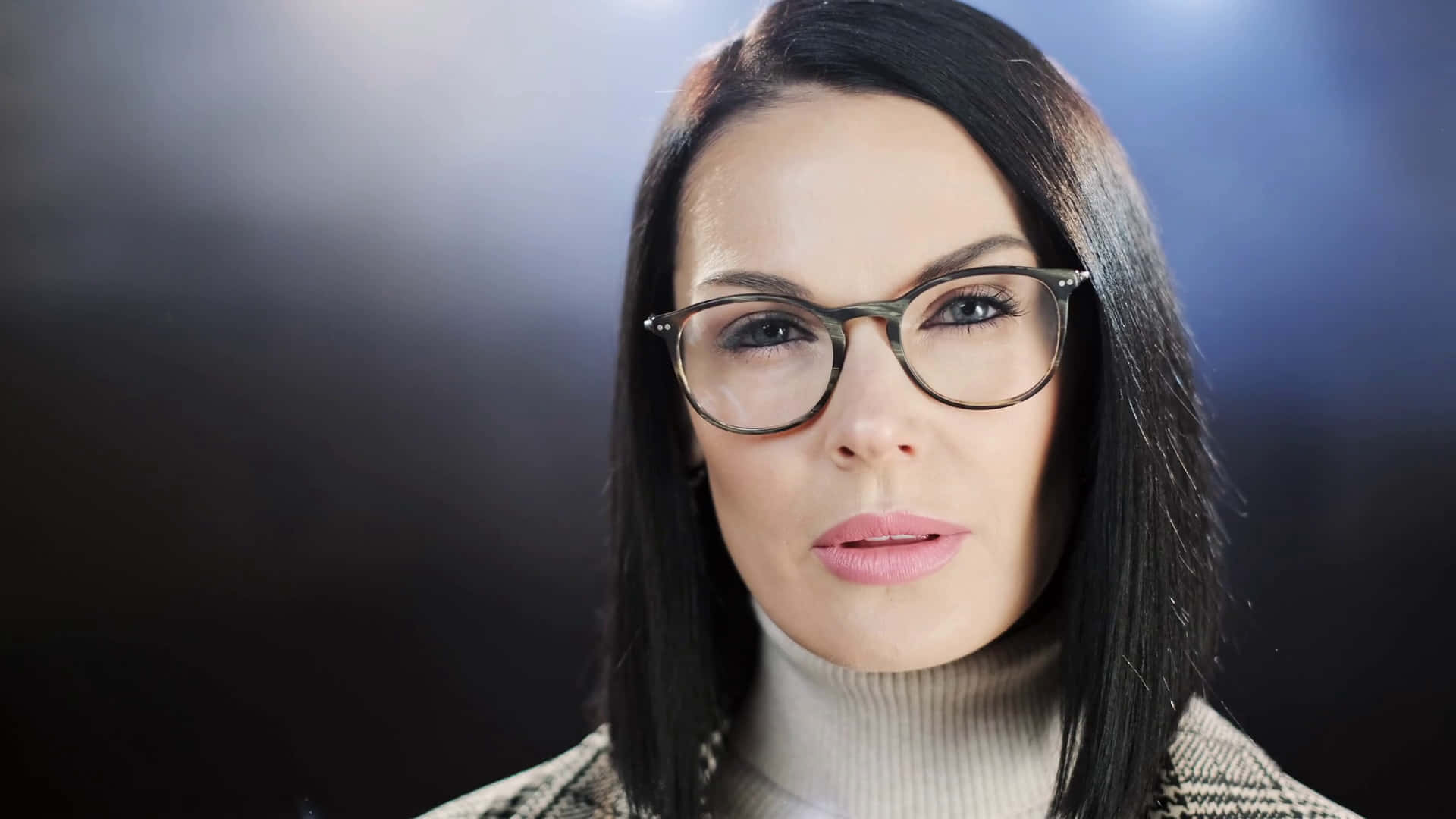 Black Hair Middle Aged Woman In Eyeglasses