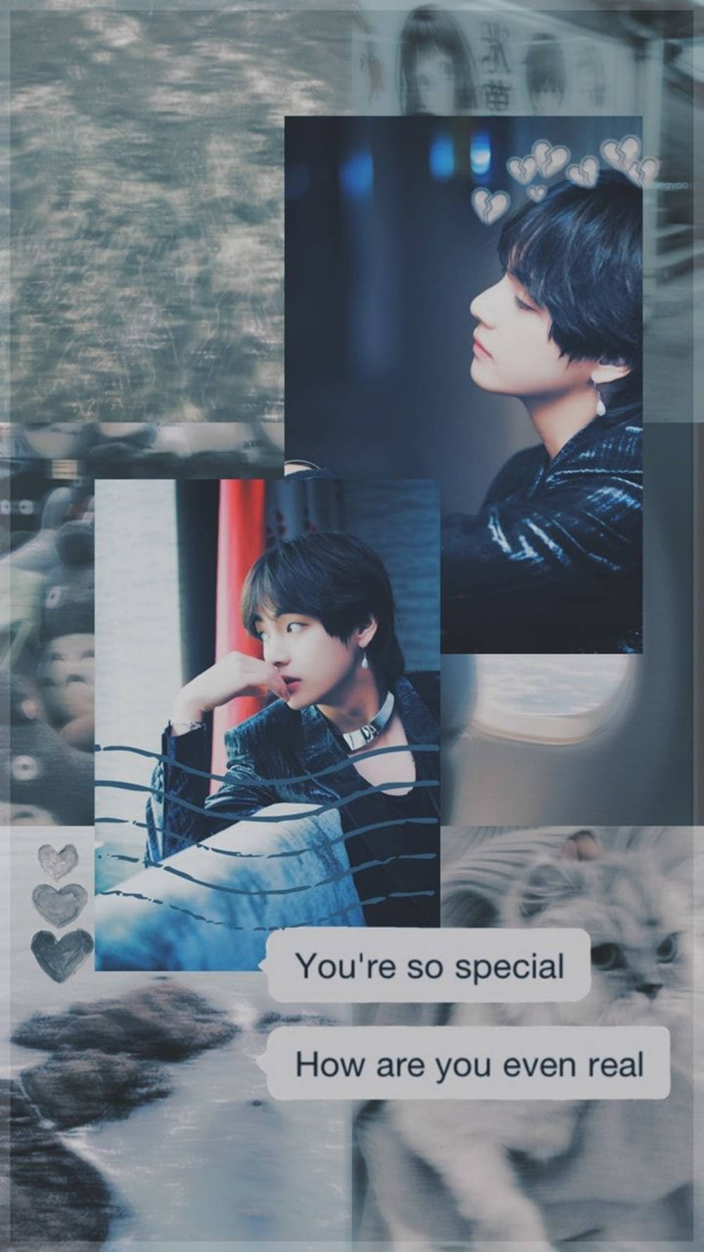 Black-haired Kim Tae-hyung Aesthetic Background