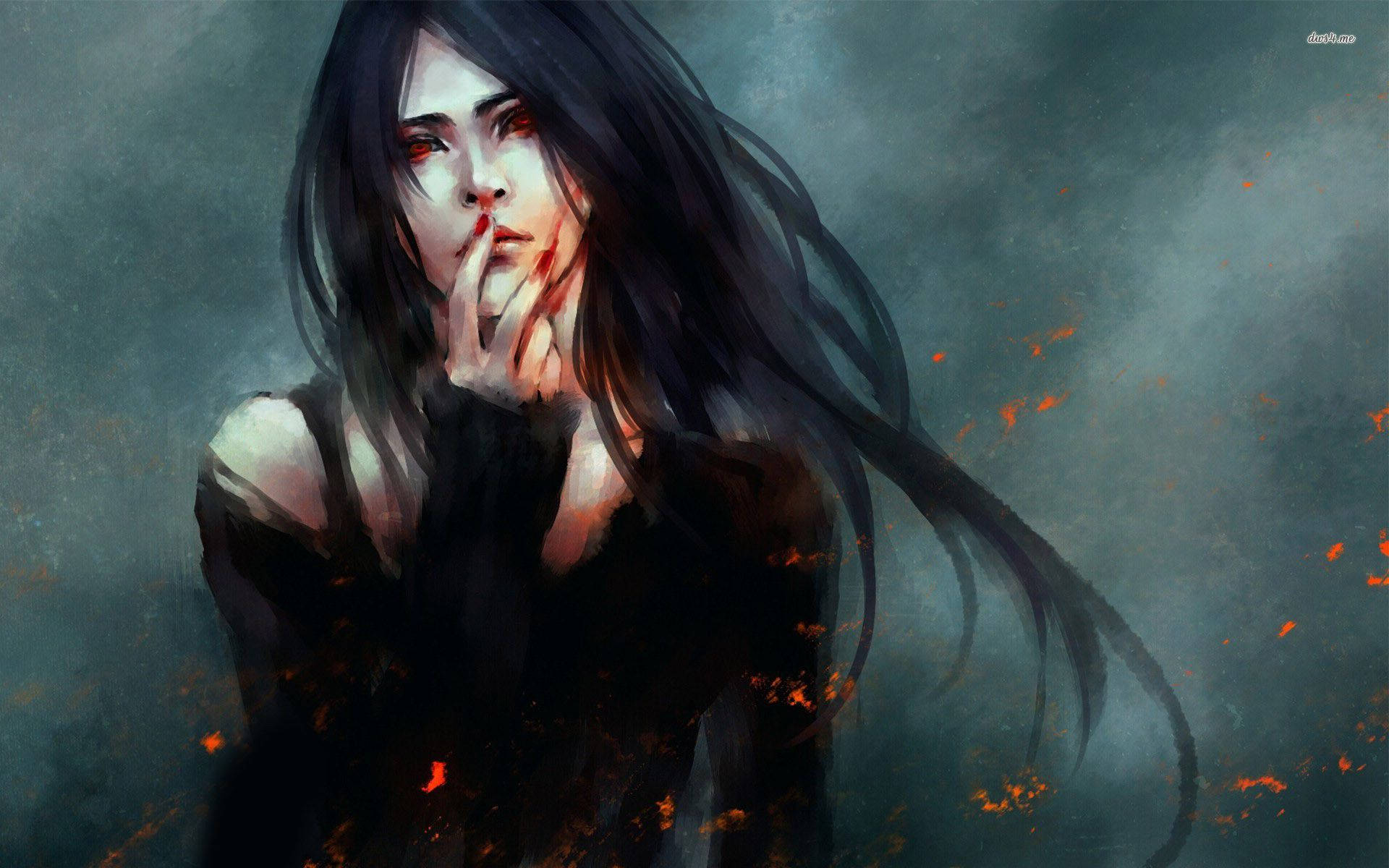 Black-haired Vampire Girl Background