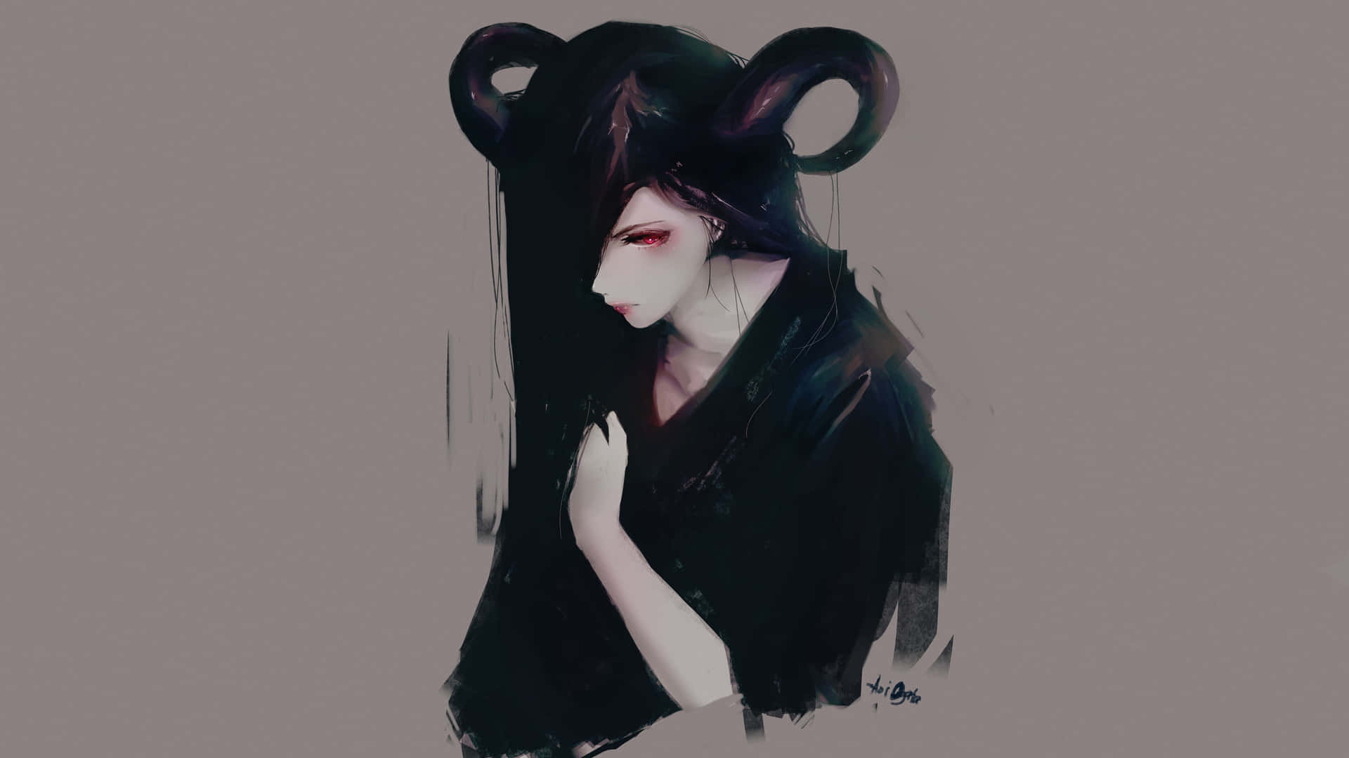 Black-haired With Horns For Girls Background