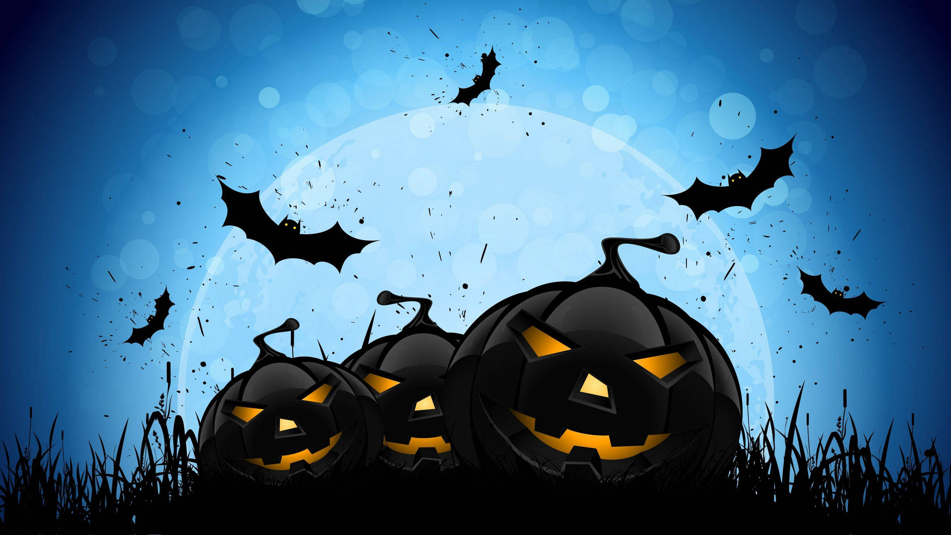 Black Halloween Pumpkins Bats Background