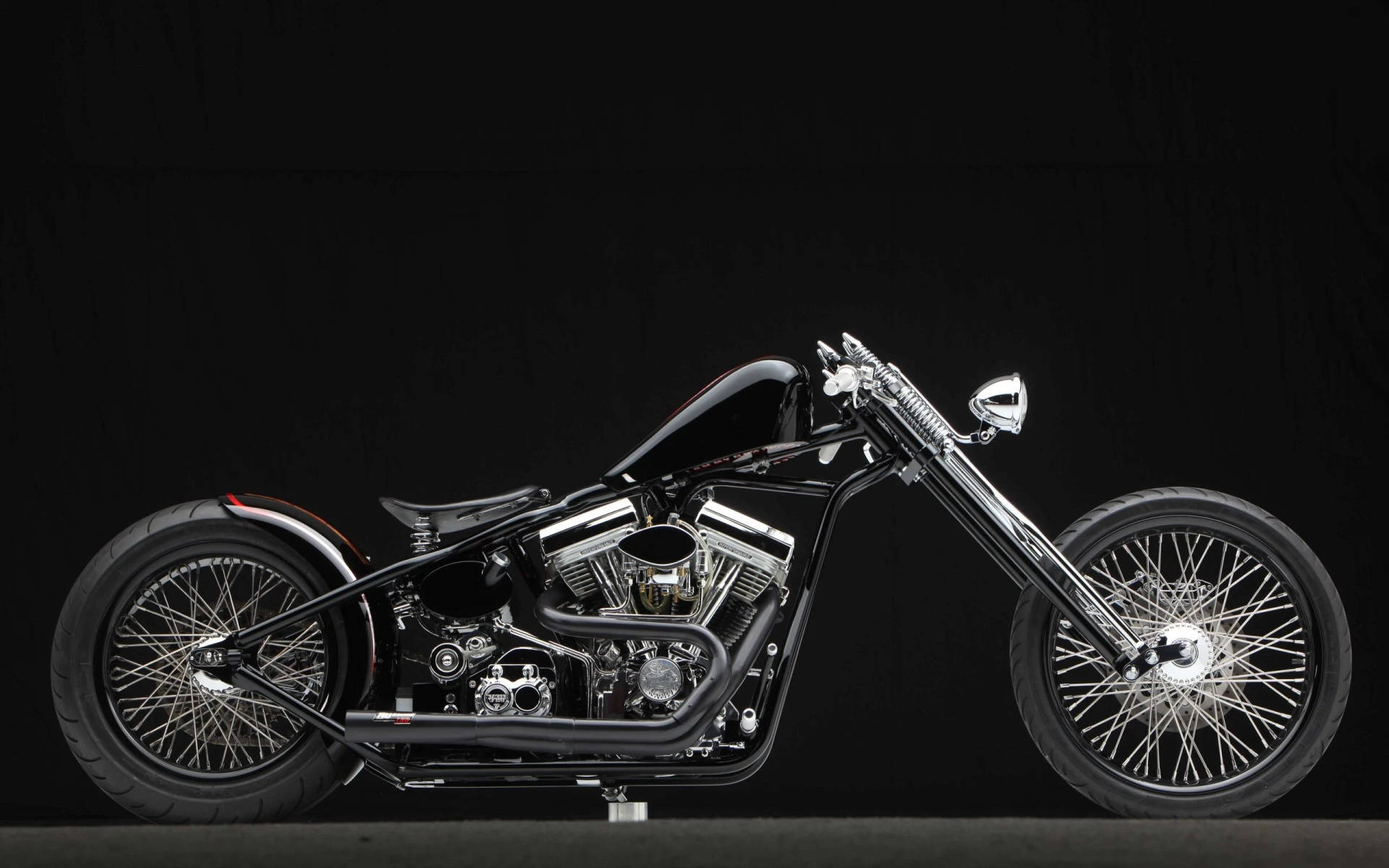 Black Harley-davidson Chopper Motorcycle Background