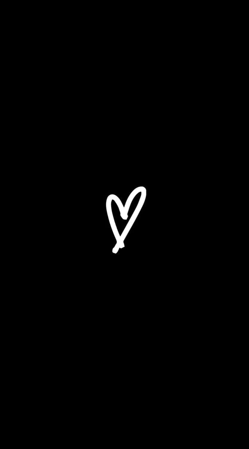 Black Heart Drawn White Iphone Background