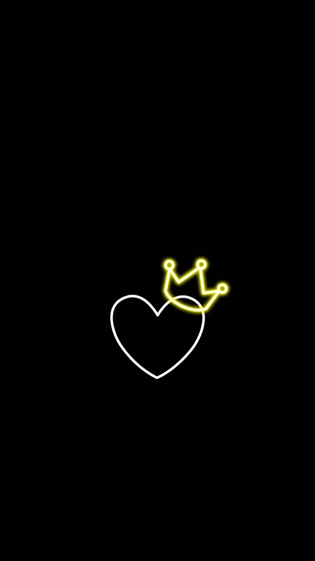 Black Heart With A Crown Background