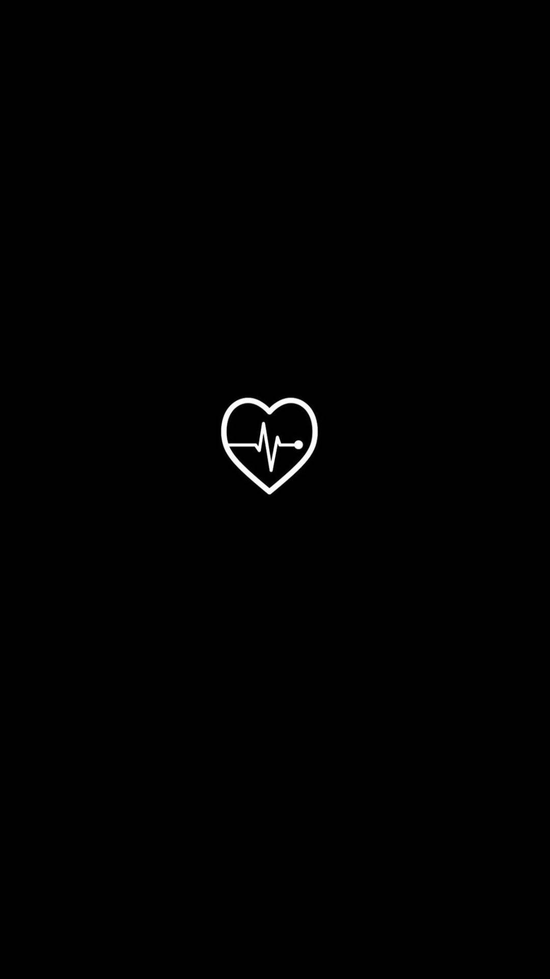 Black Heart With Heartbeat Background
