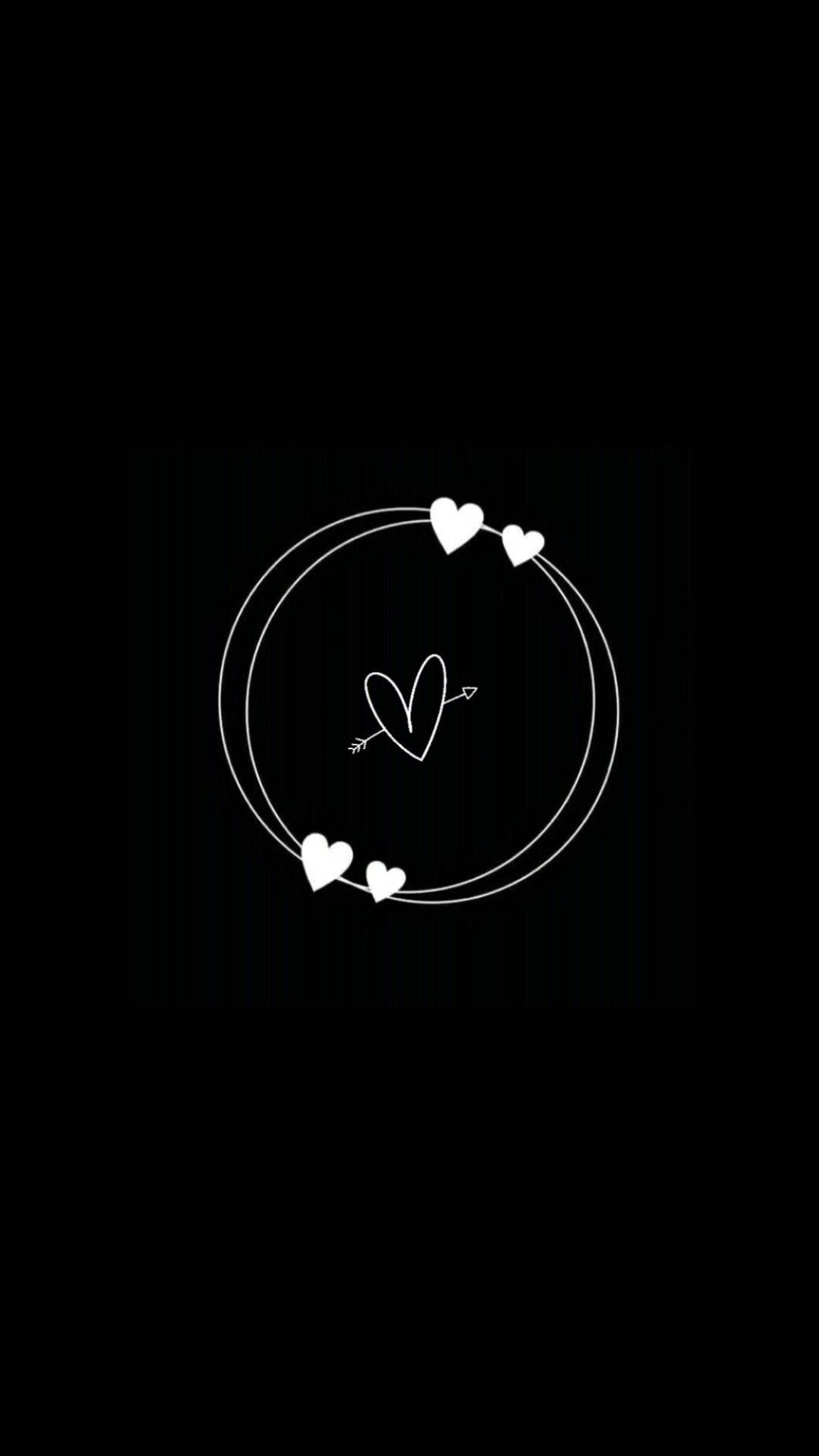 Black Heart With Hearts Around Background
