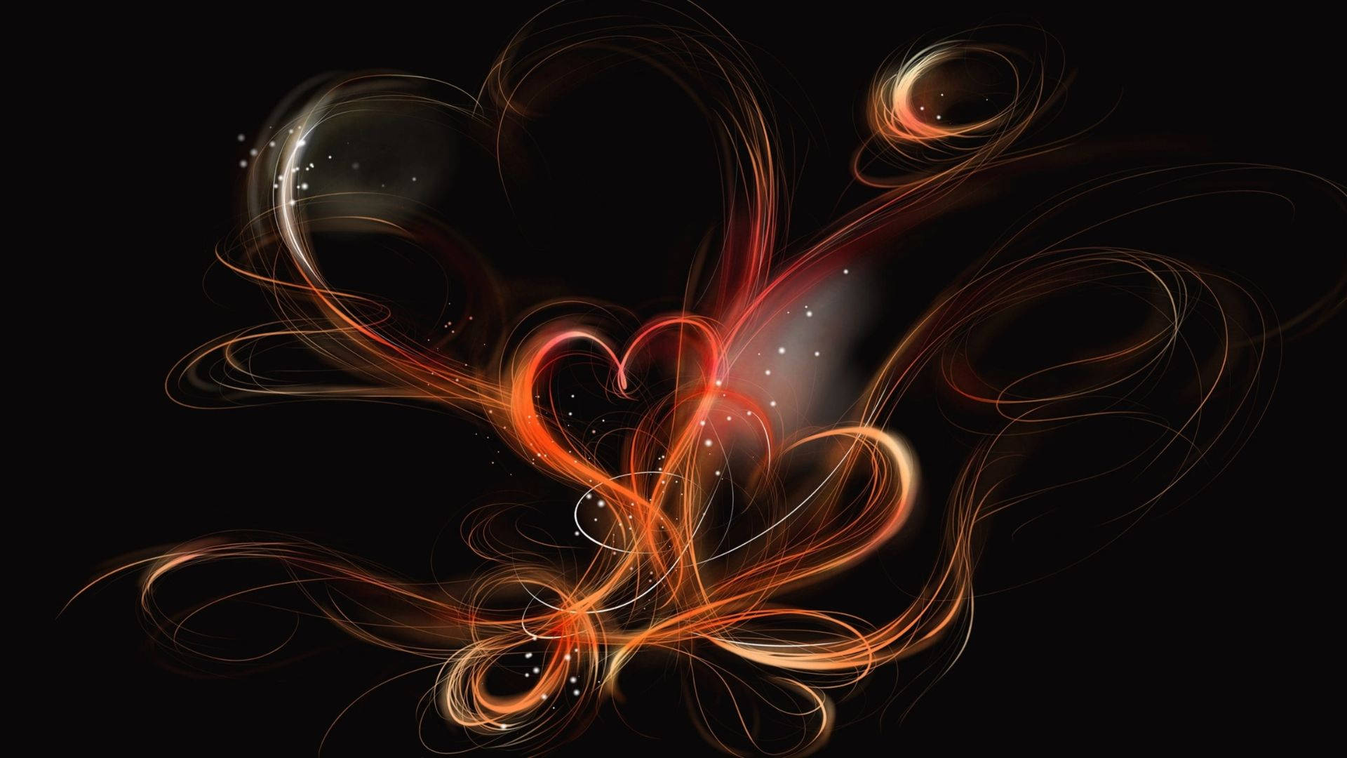 Black Heart With Orange Flares Background