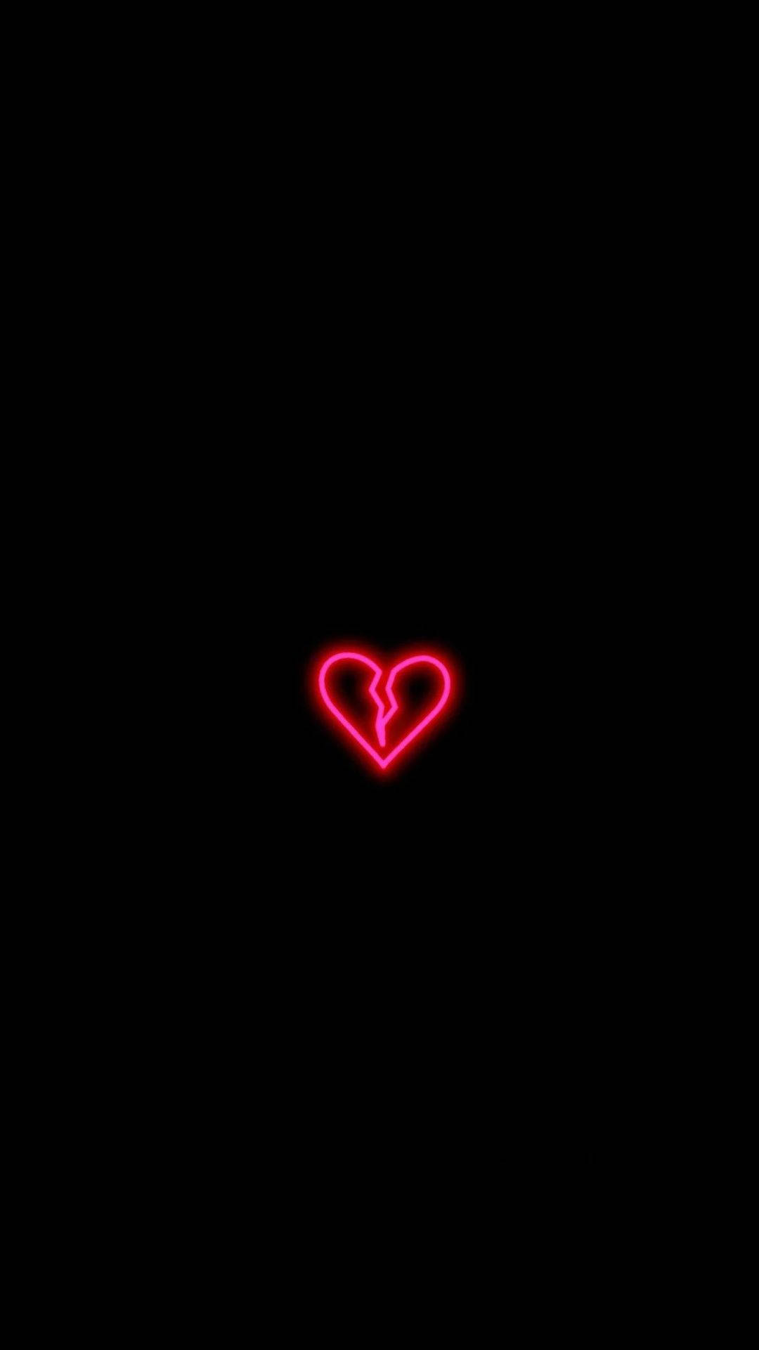 Black Heart With Red Led Background