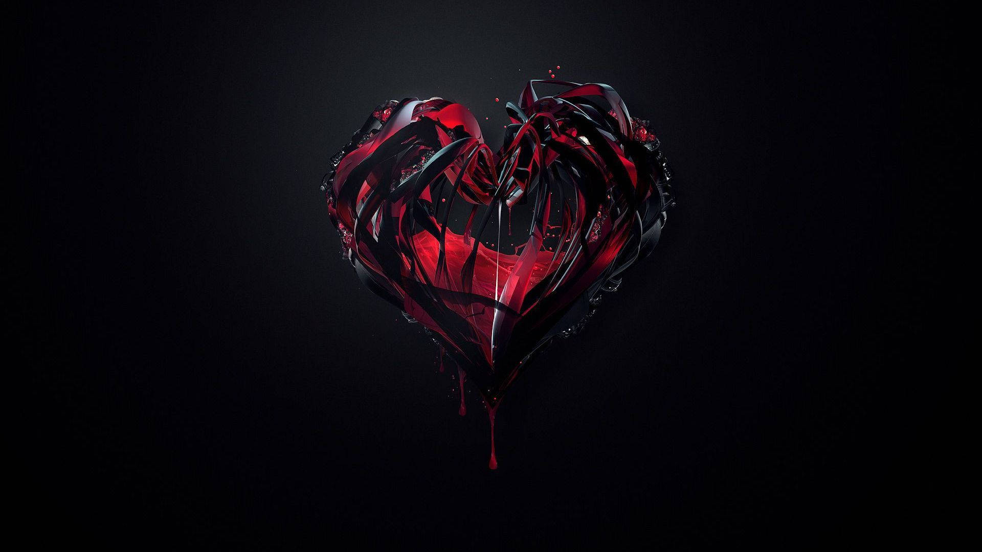 Black Heart With Red Liquid Background