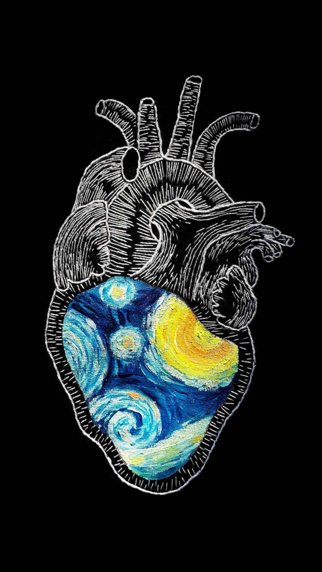 Black Heart With Starry Night