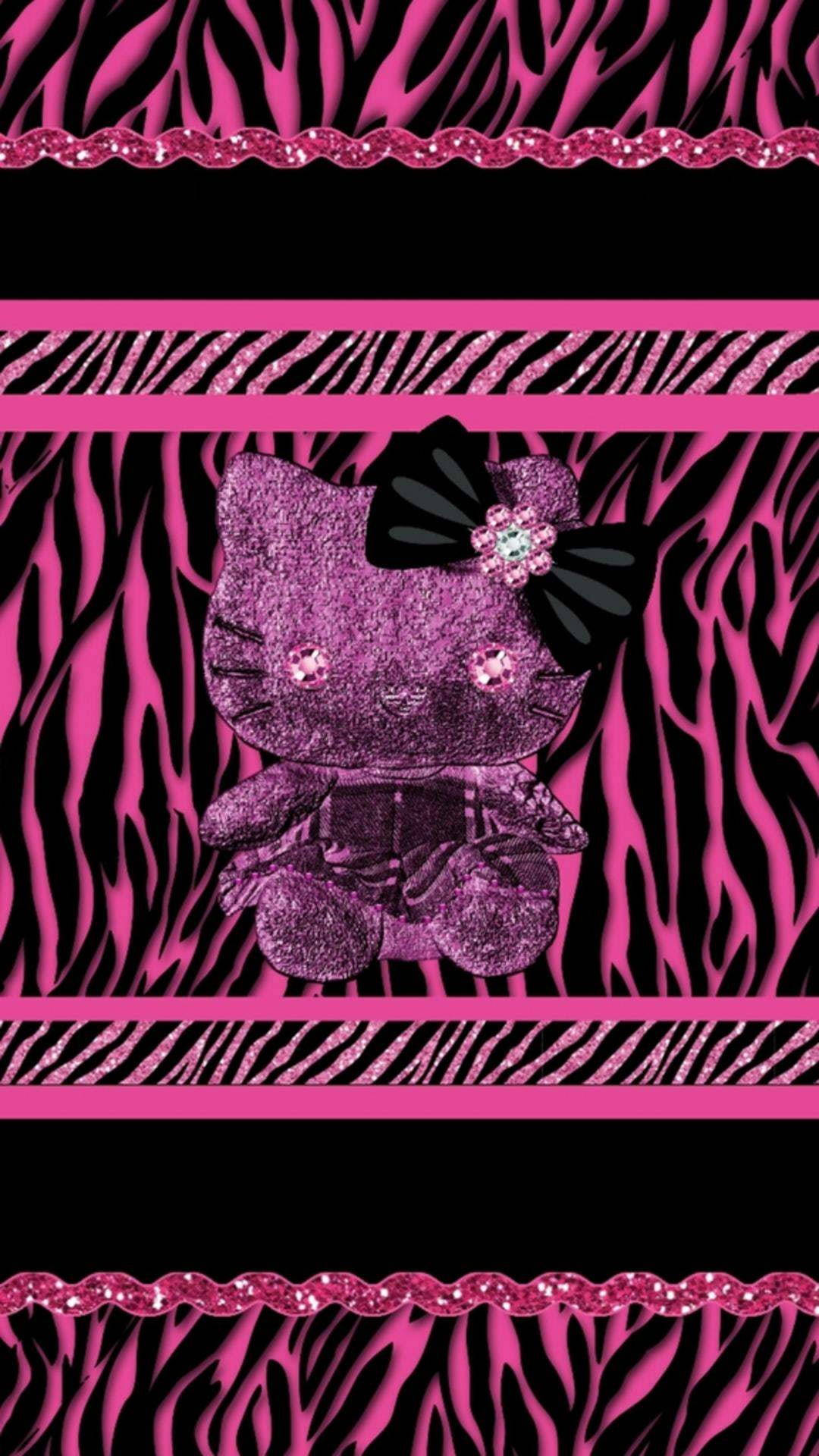 Black Hello Kitty Animal Pattern Background