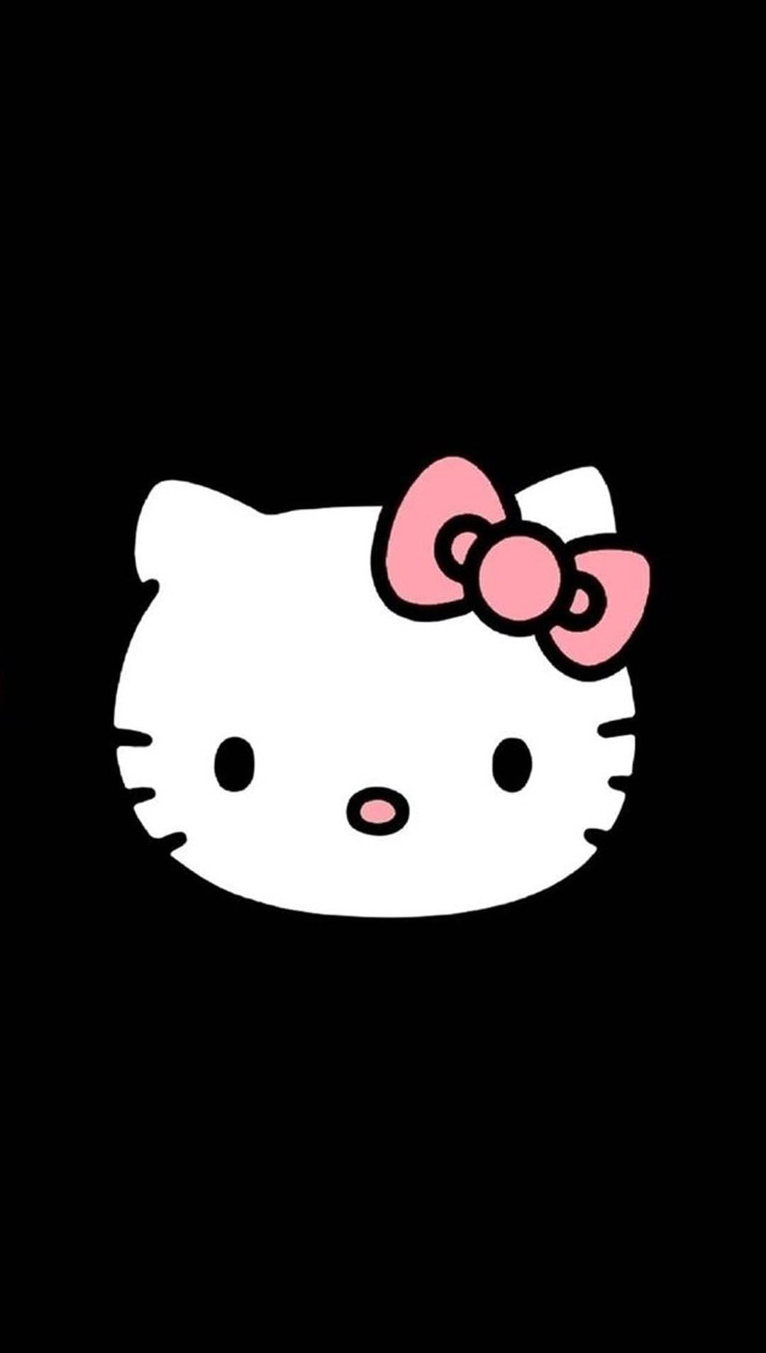 Black Hello Kitty Cartoon Drawing Background