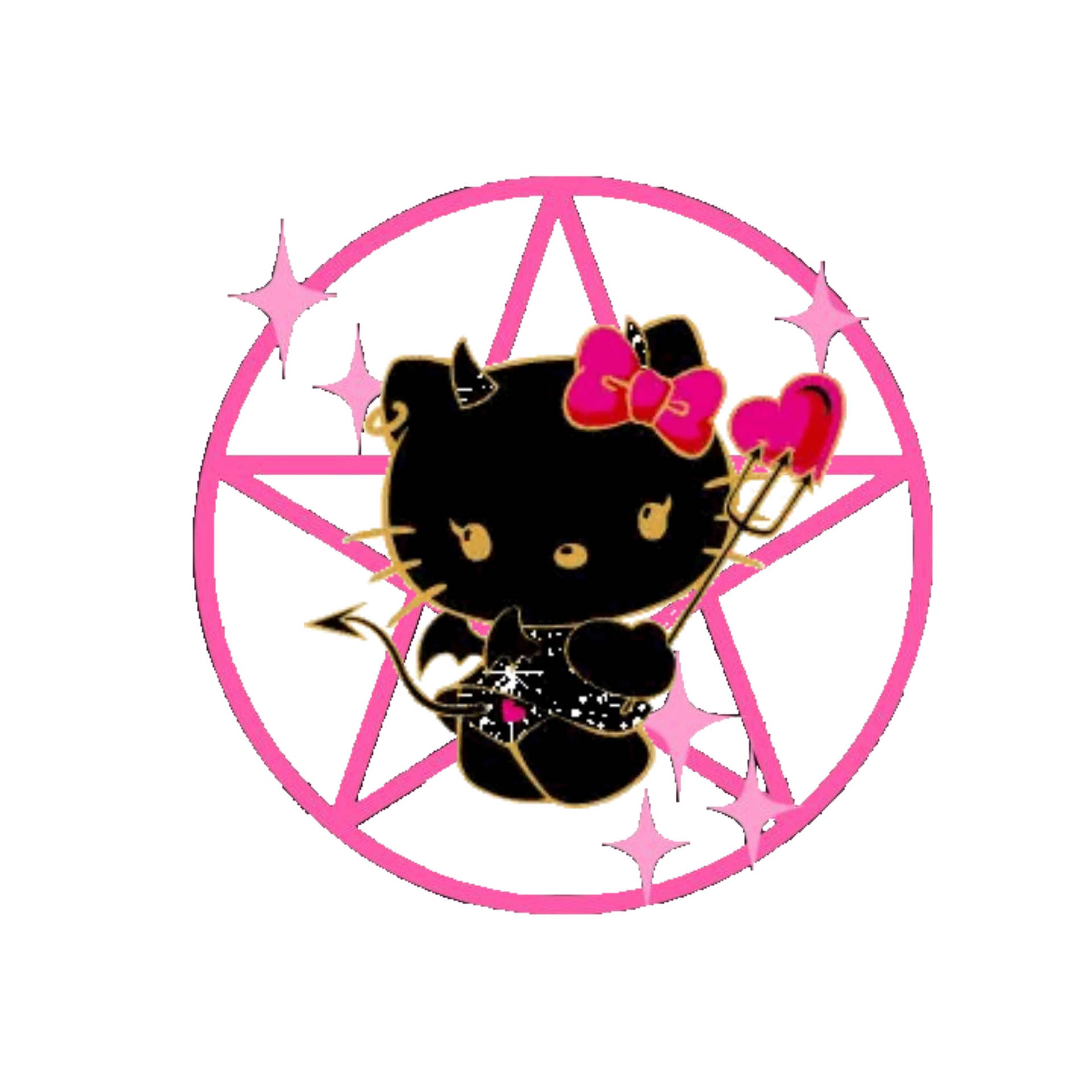 Black Hello Kitty Halloween Star Symbol Background