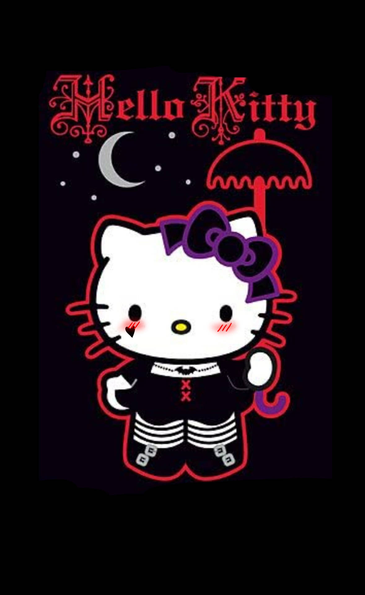 Black Hello Kitty In Scene Costume Background