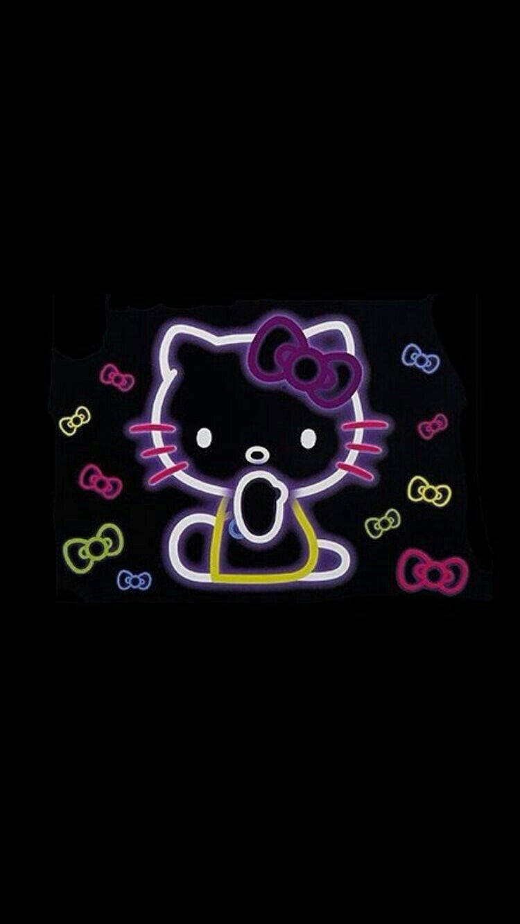 Black Hello Kitty Neon With Ribbons