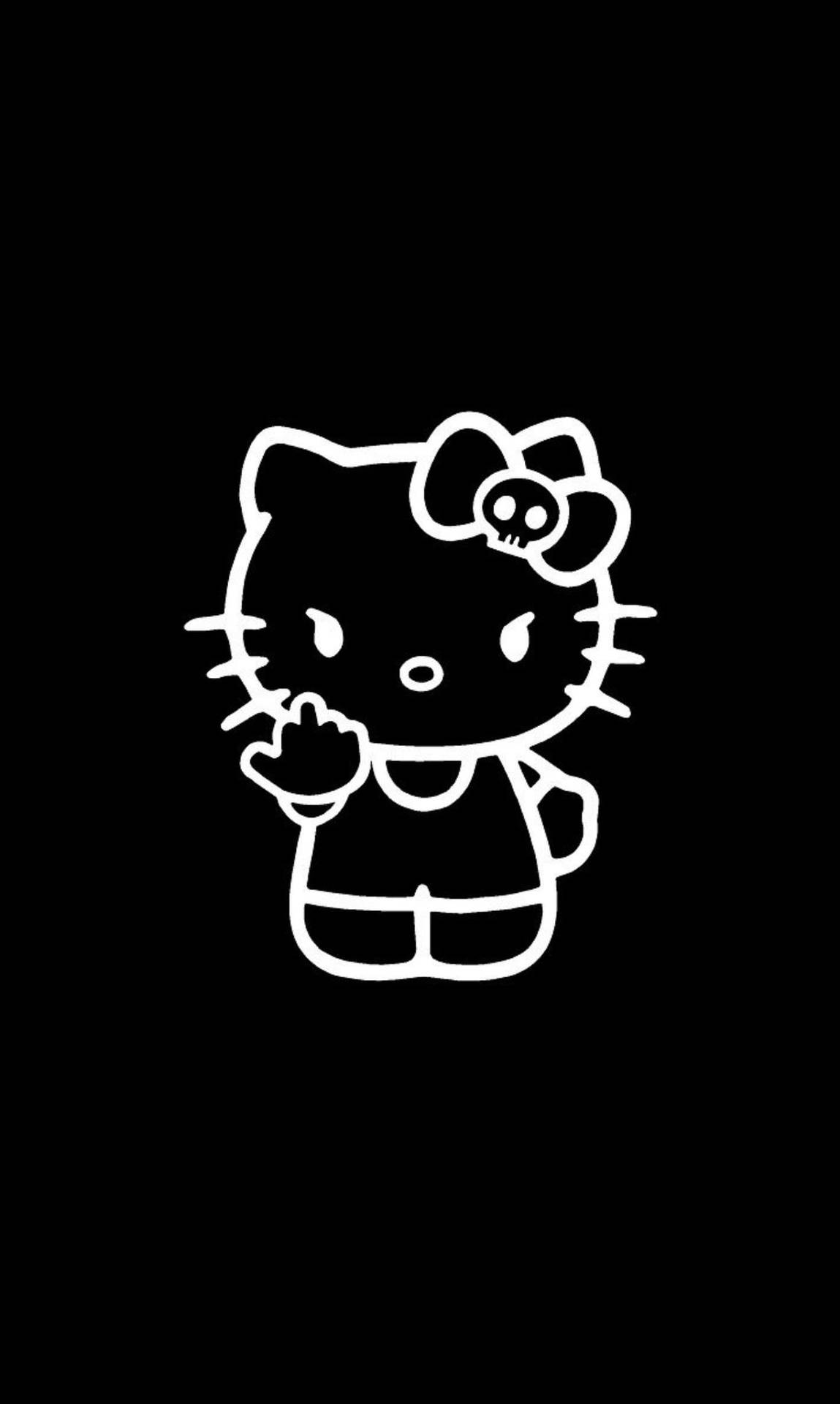 Black Hello Kitty Obscene Gesture Background