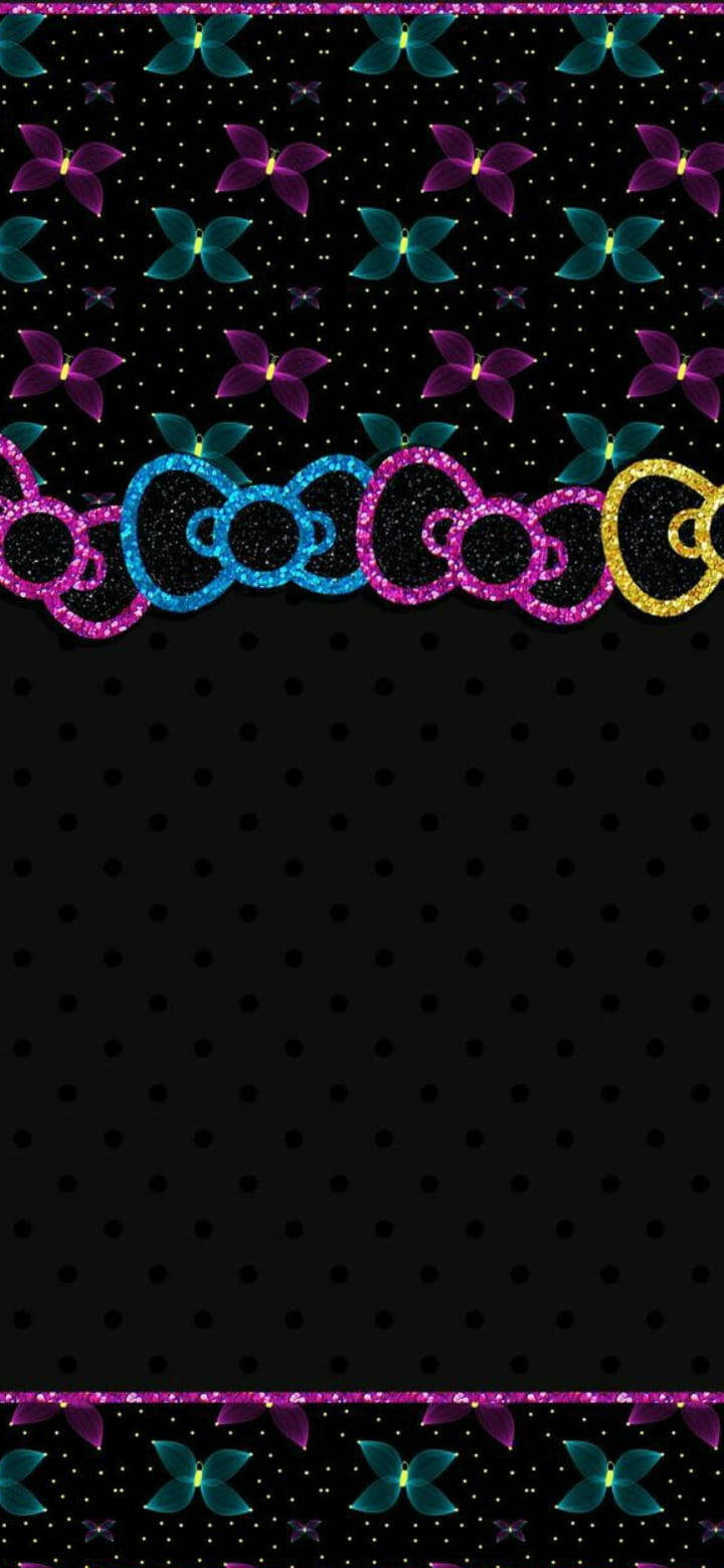 Black Hello Kitty Ribbons Background