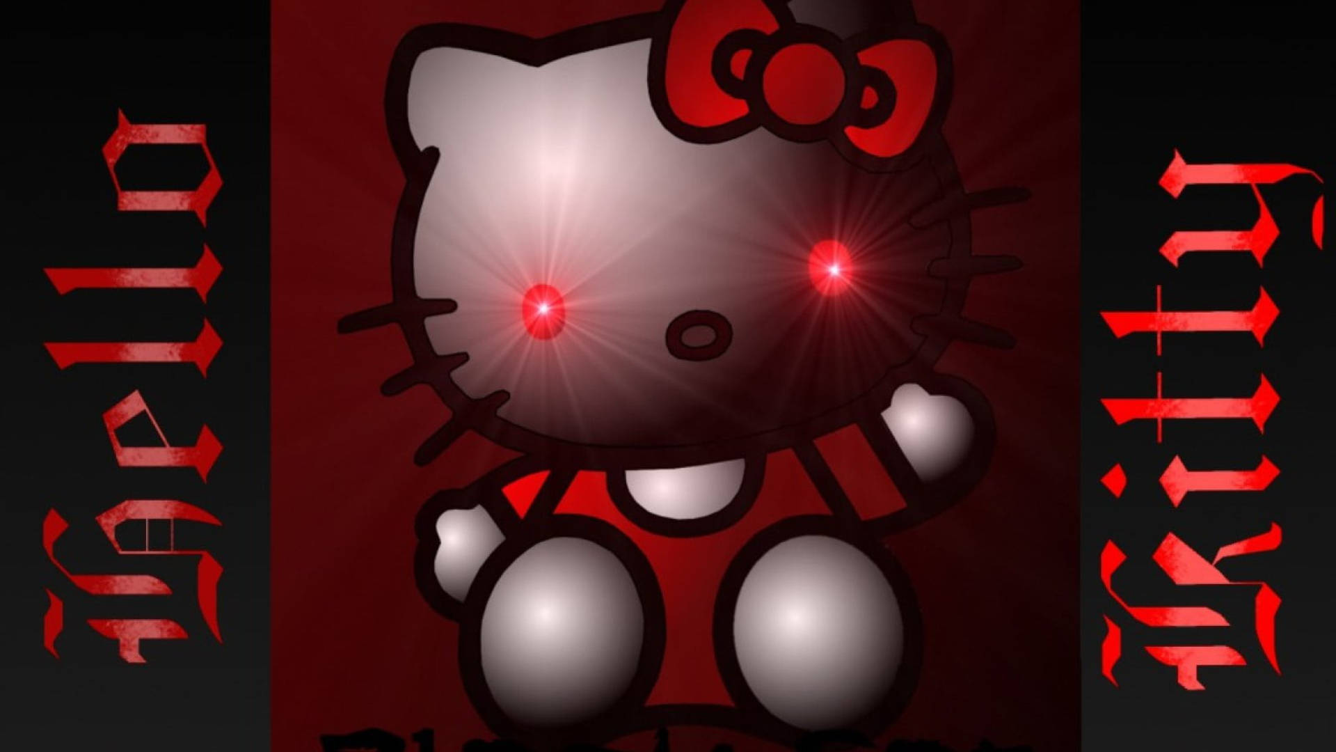 Black Hello Kitty With Red Eyes Background