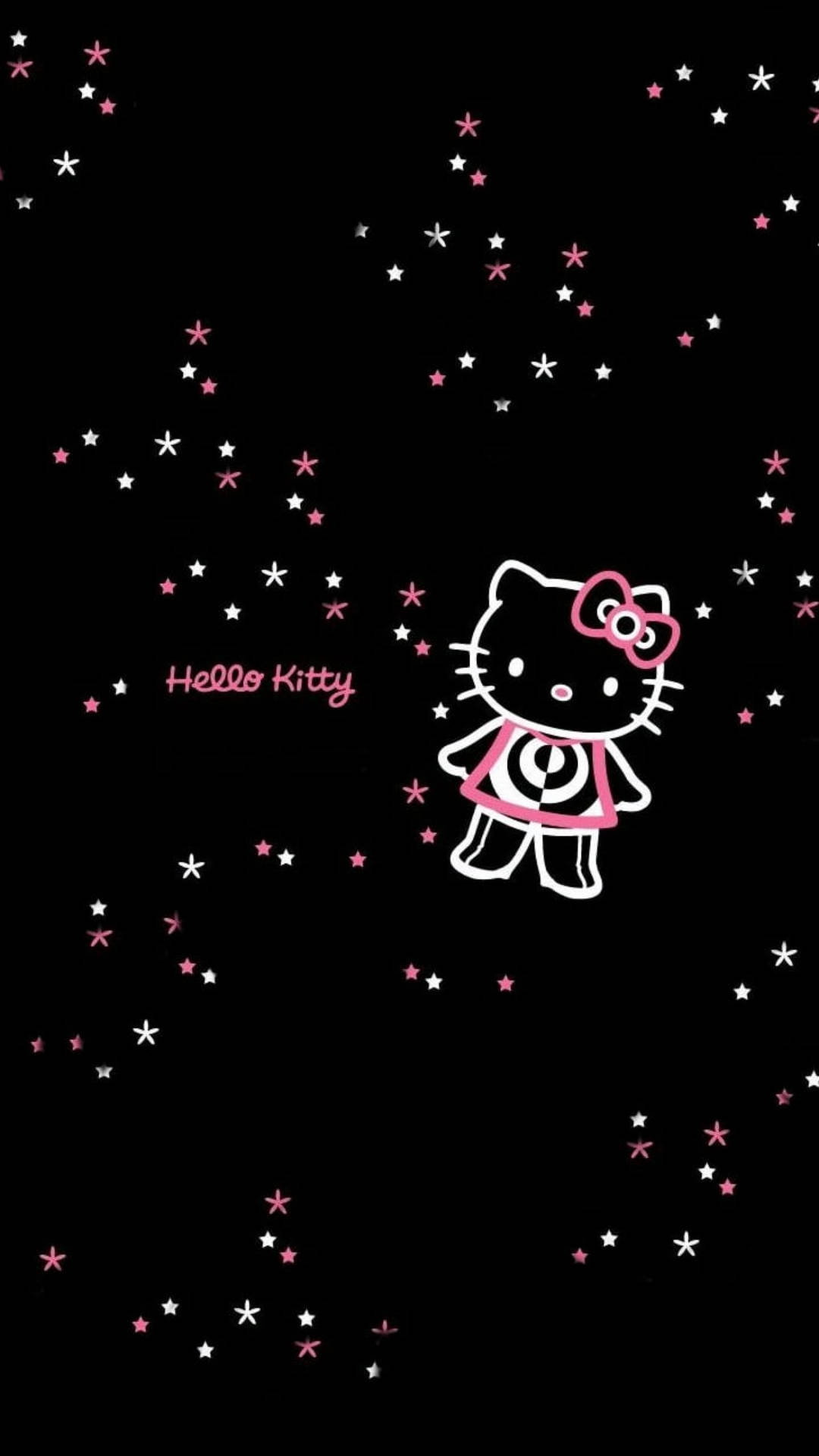 Black Hello Kitty With Stars Background