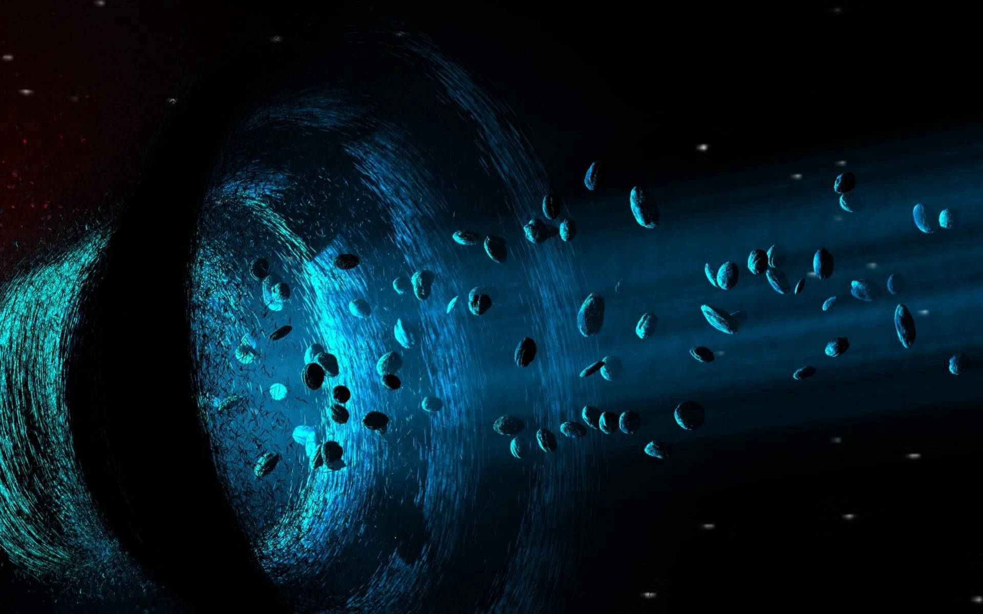 Black Hole Pulling Asteroids Background