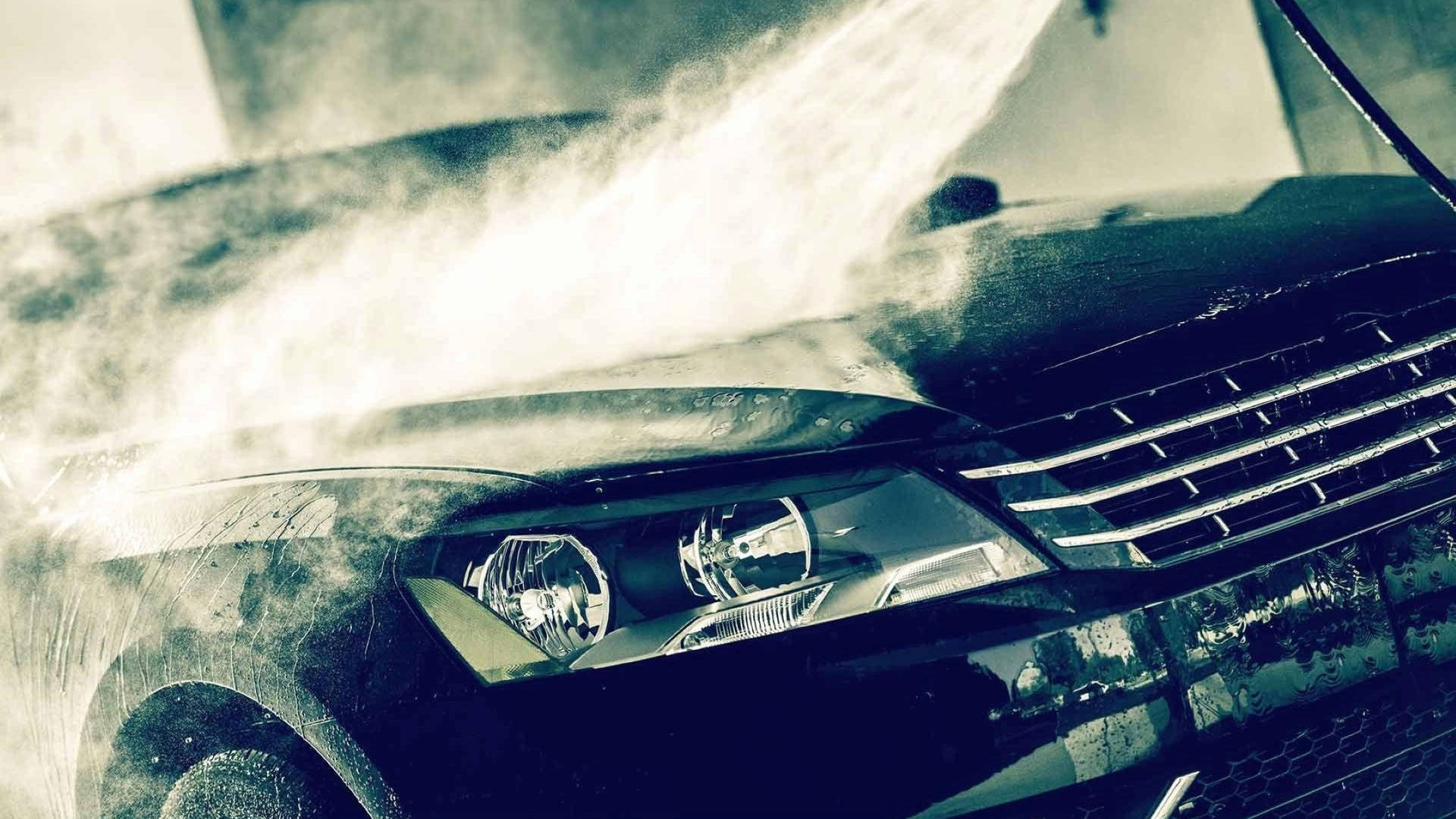 Black Hood Steam Car Wash Background