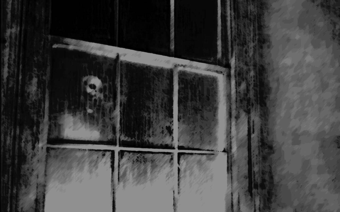 Black Horror Ghost On Window Background