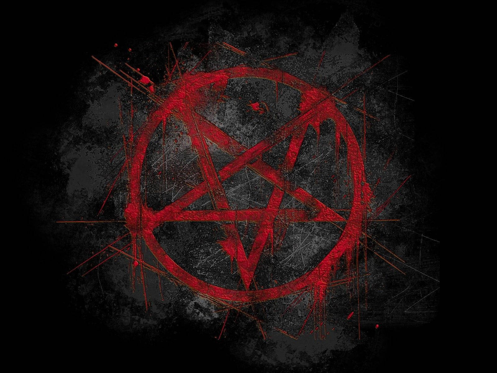 Black Horror Red Pentagram Background