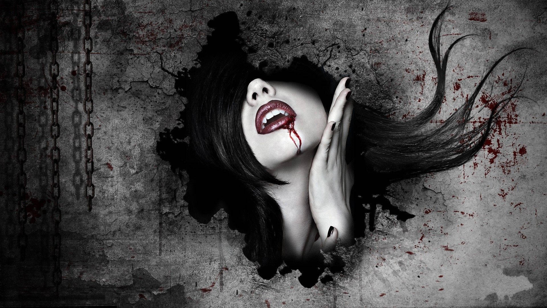 Black Horror Vampire Lips Background