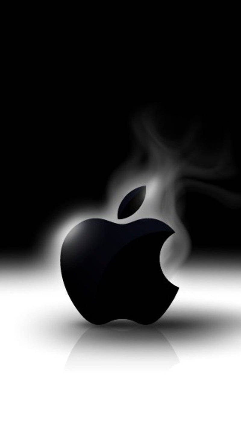 Black Iphone Apple Logo Smoking Background