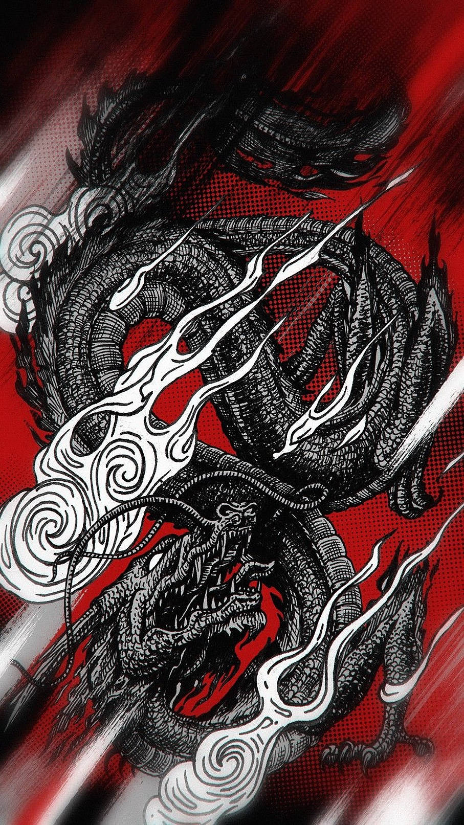 Black Japanese Dragon Tattoo Background