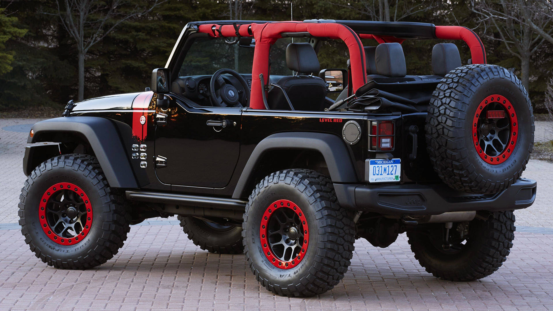 Black Jeep Wrangler With Red Accent Background