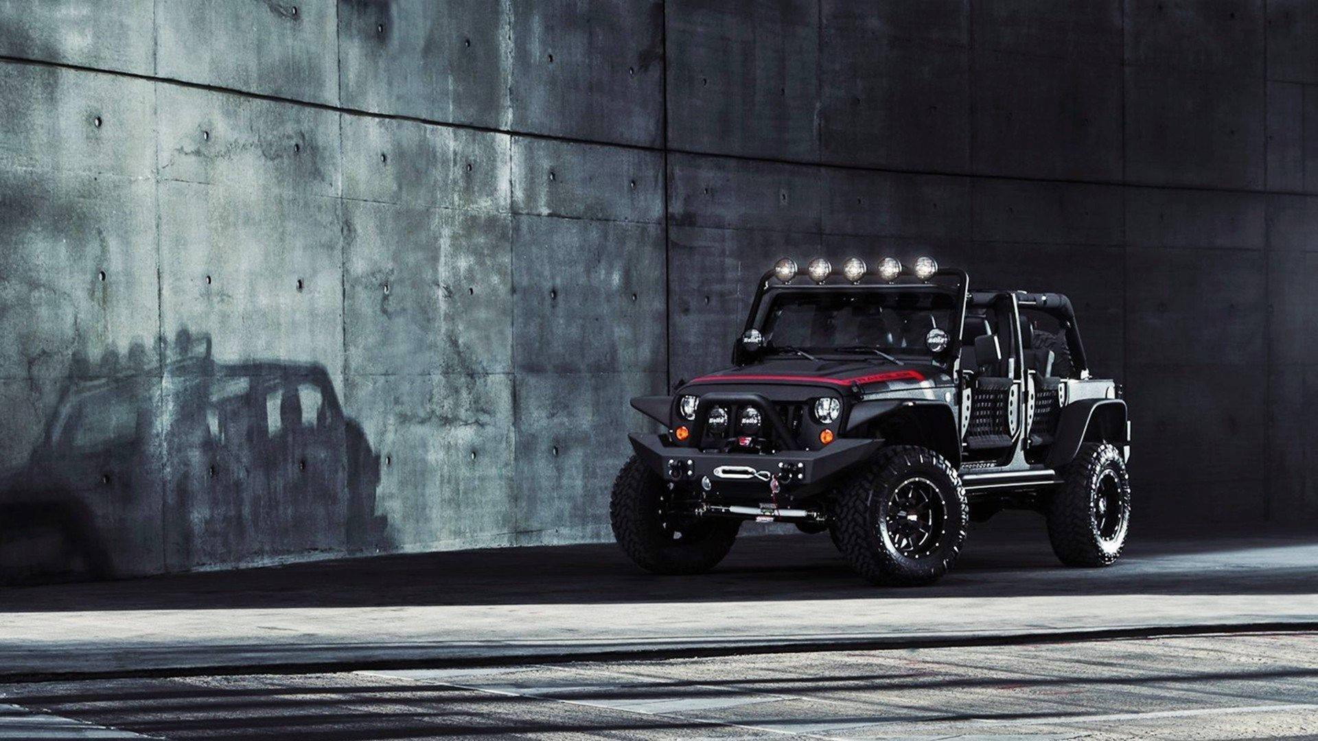 Black Jeep Wrangler With Red Paint Background