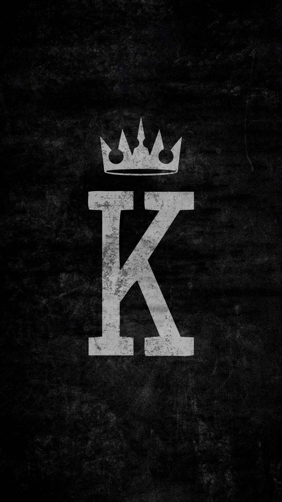 Black King Crown And Letter K Background