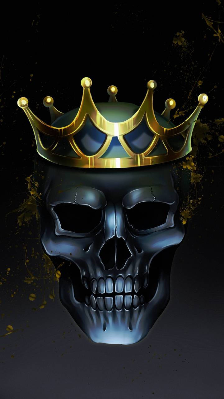 Black King Skull Wearing Crown