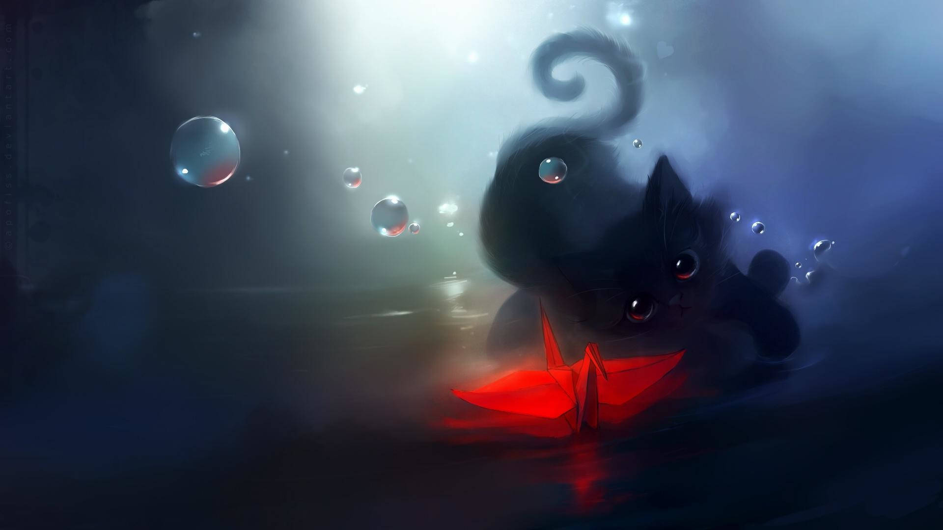 Black Kitten Hd Cartoon Background