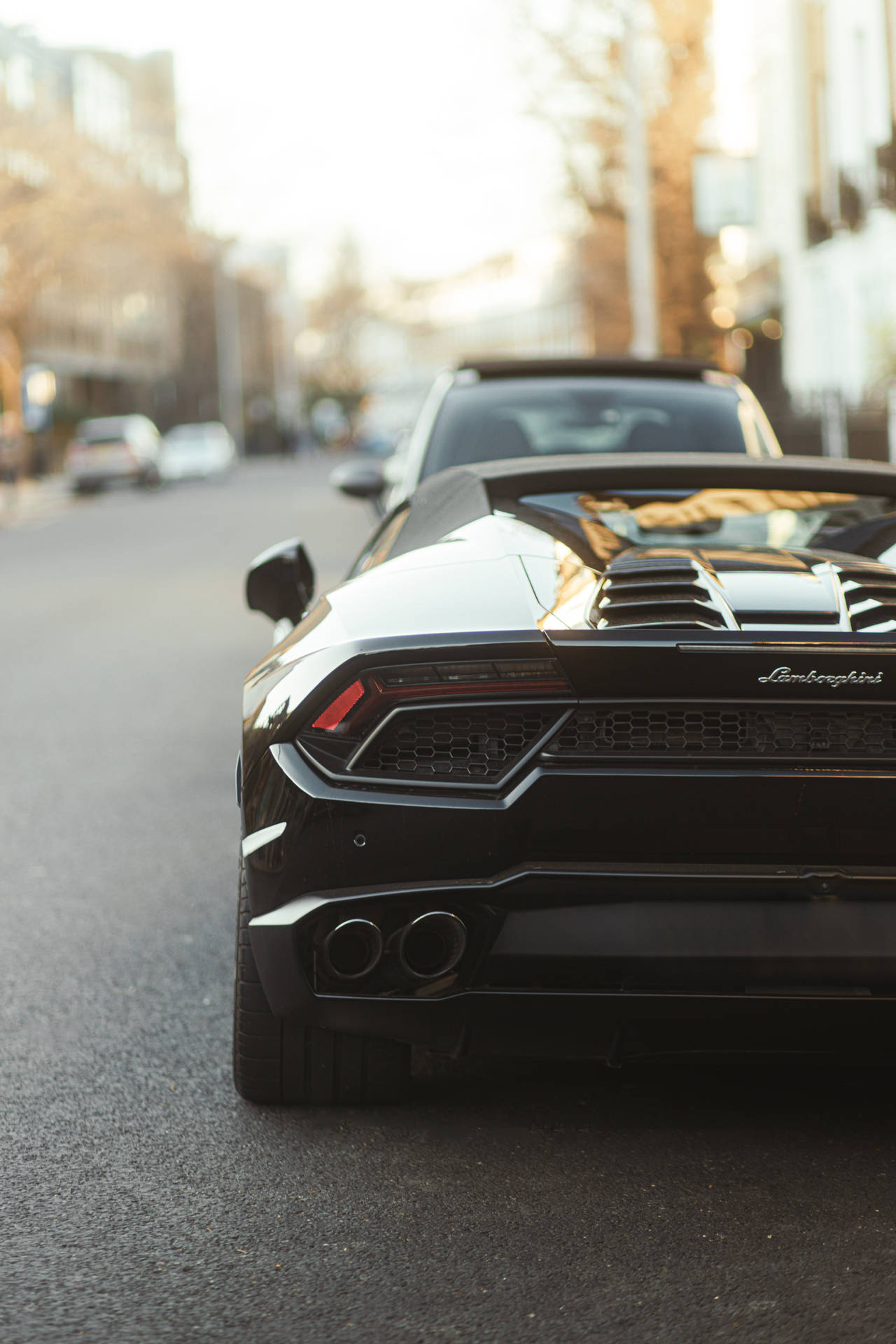 Black Lamborghini Luxury Car On The Road Background