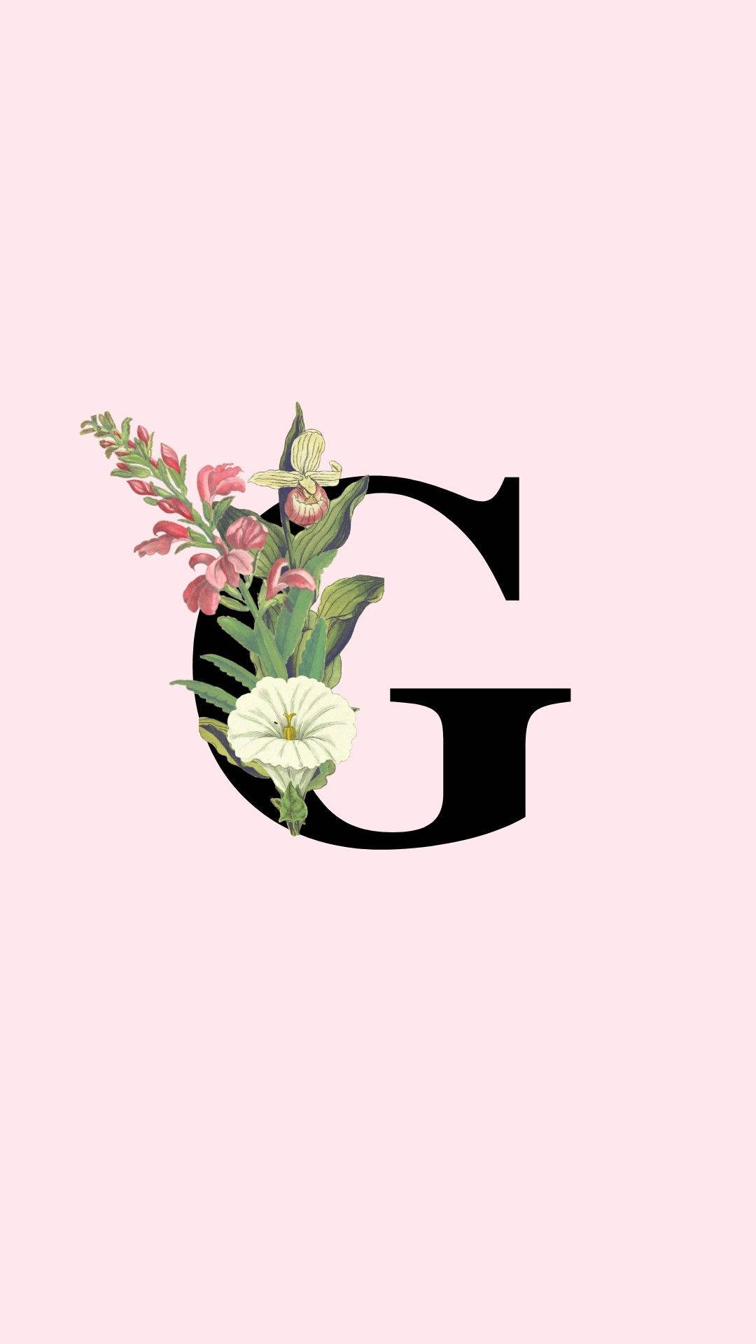Black Letter G Paired With Baby Pink Background
