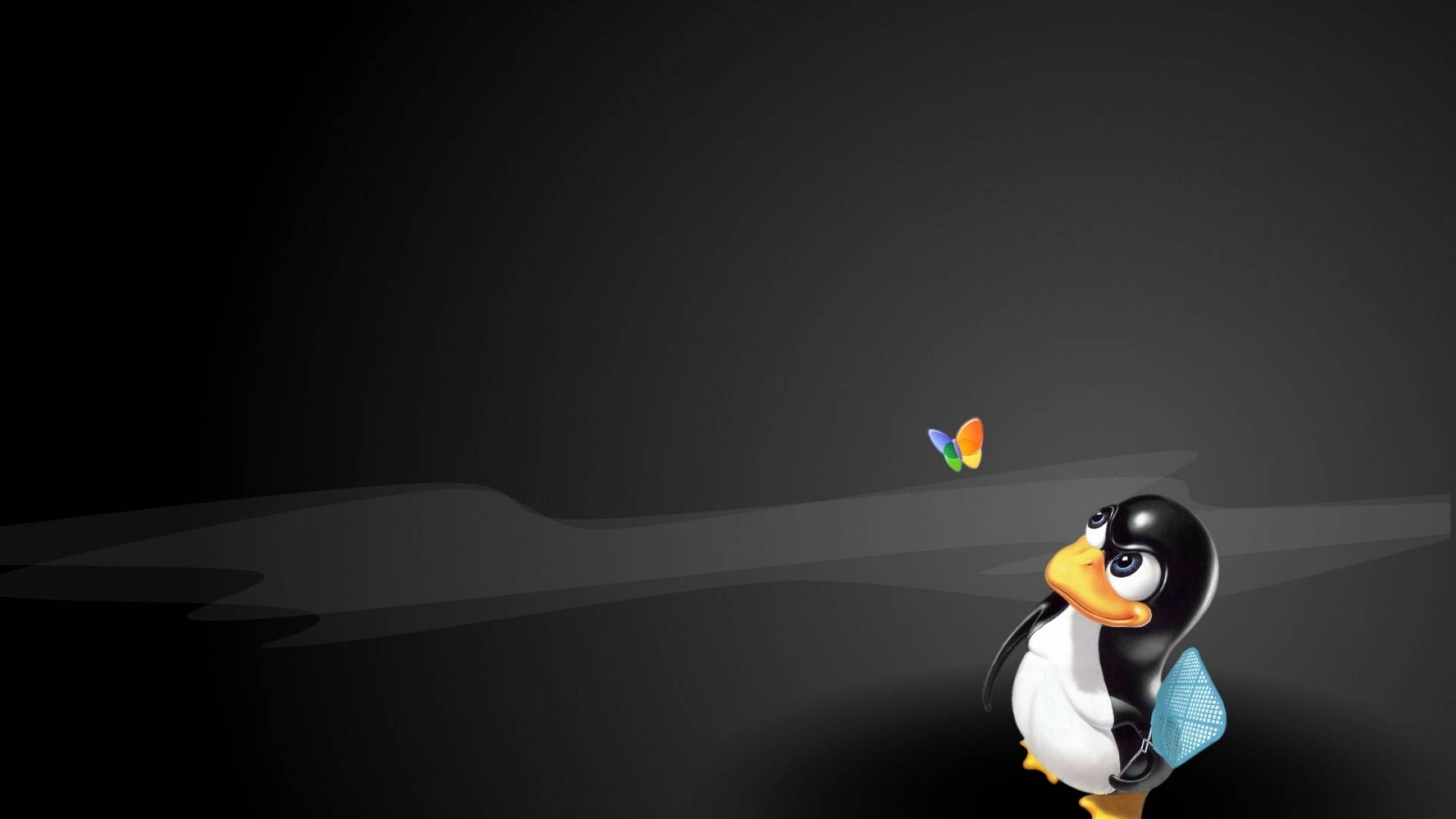 Black Linux Desktop Tux Character Mascot