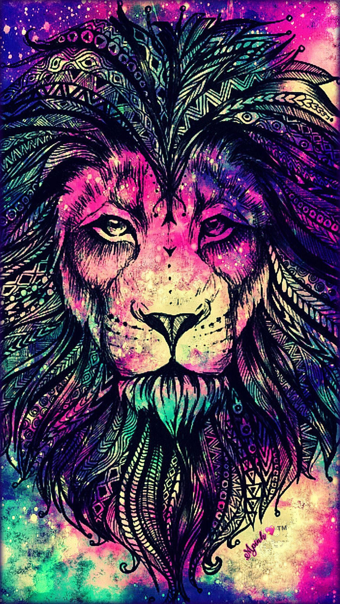 Black Lion Galaxy Art Background