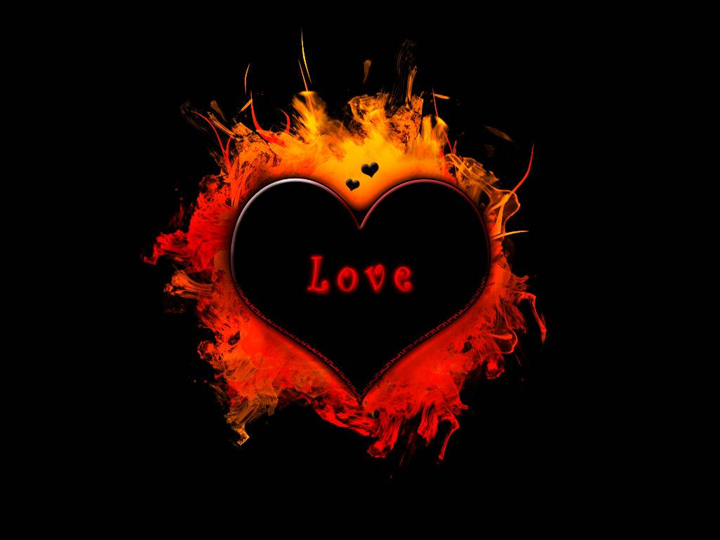 Black Love Blazing Heart Background