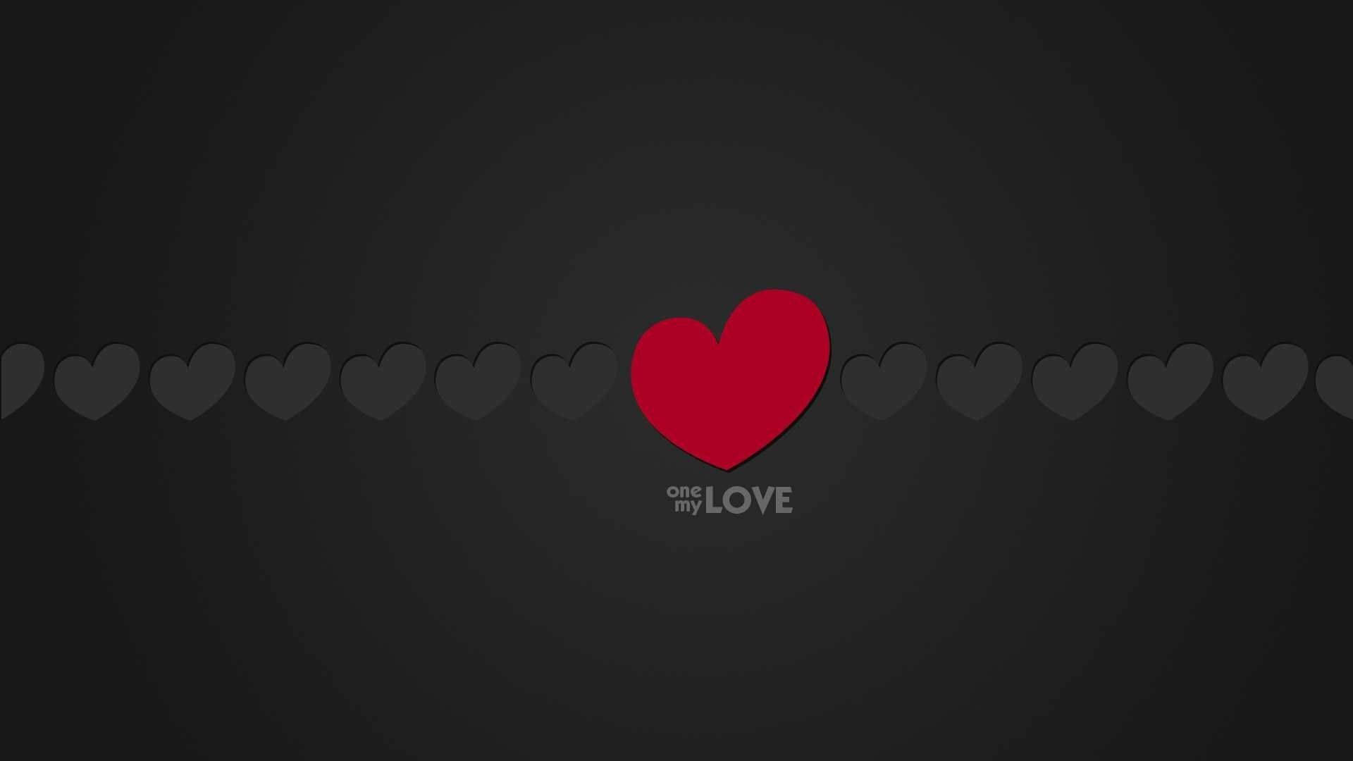 Black Love Heart In Line Background