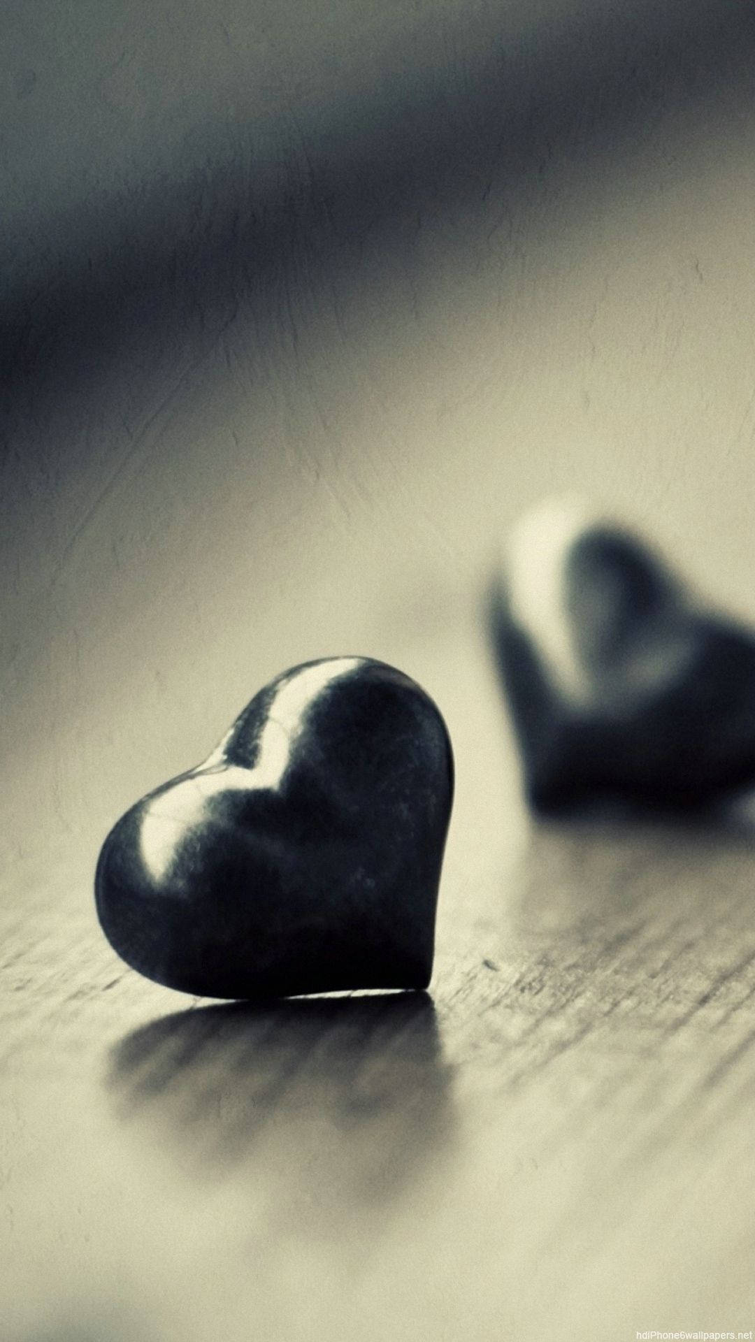 Black Love Heart Stone Background