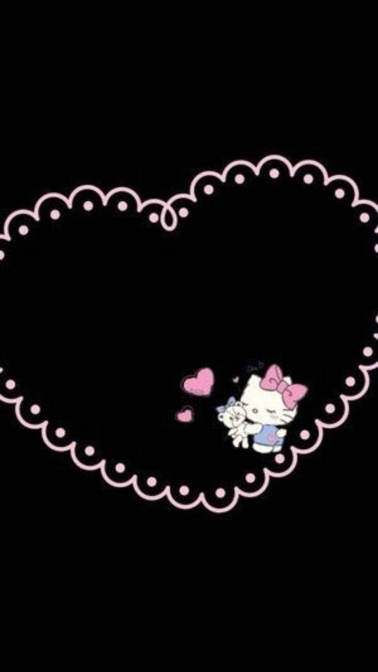 Black Love Hello Kitty Heart Background