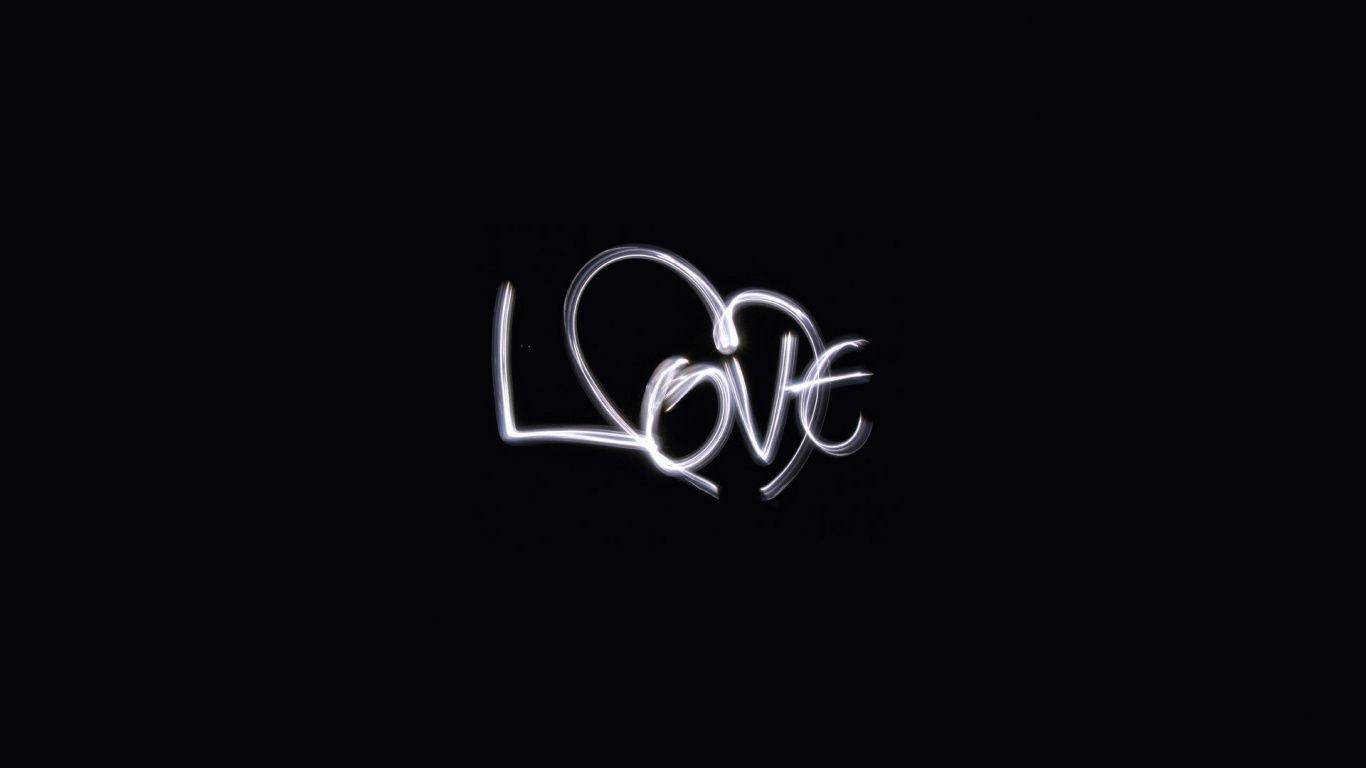 Black Lover White Neon Love Text Background