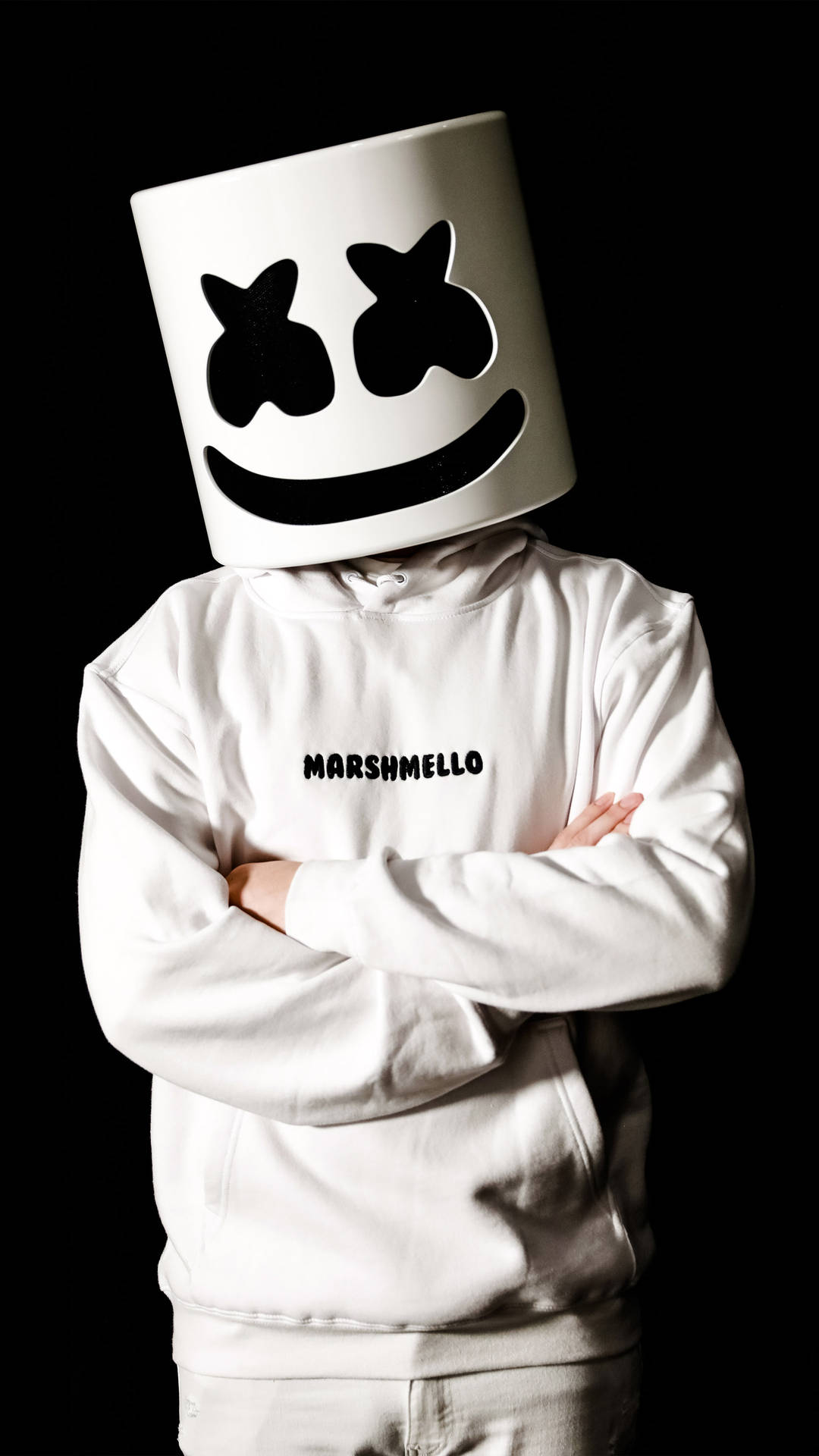Black Marshmello With Crossed Arms Background